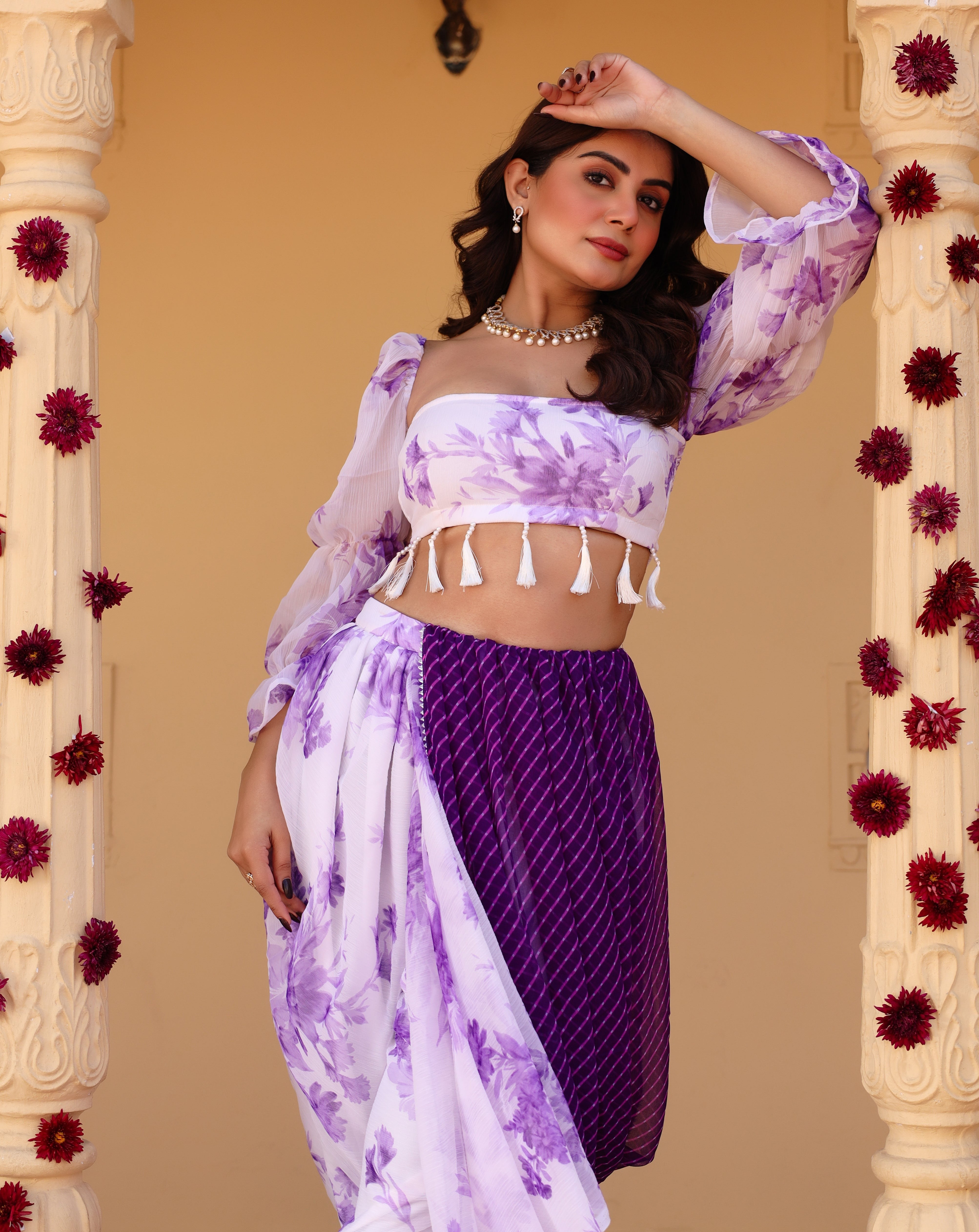 Zaira Levender Floral Dhoti Dress