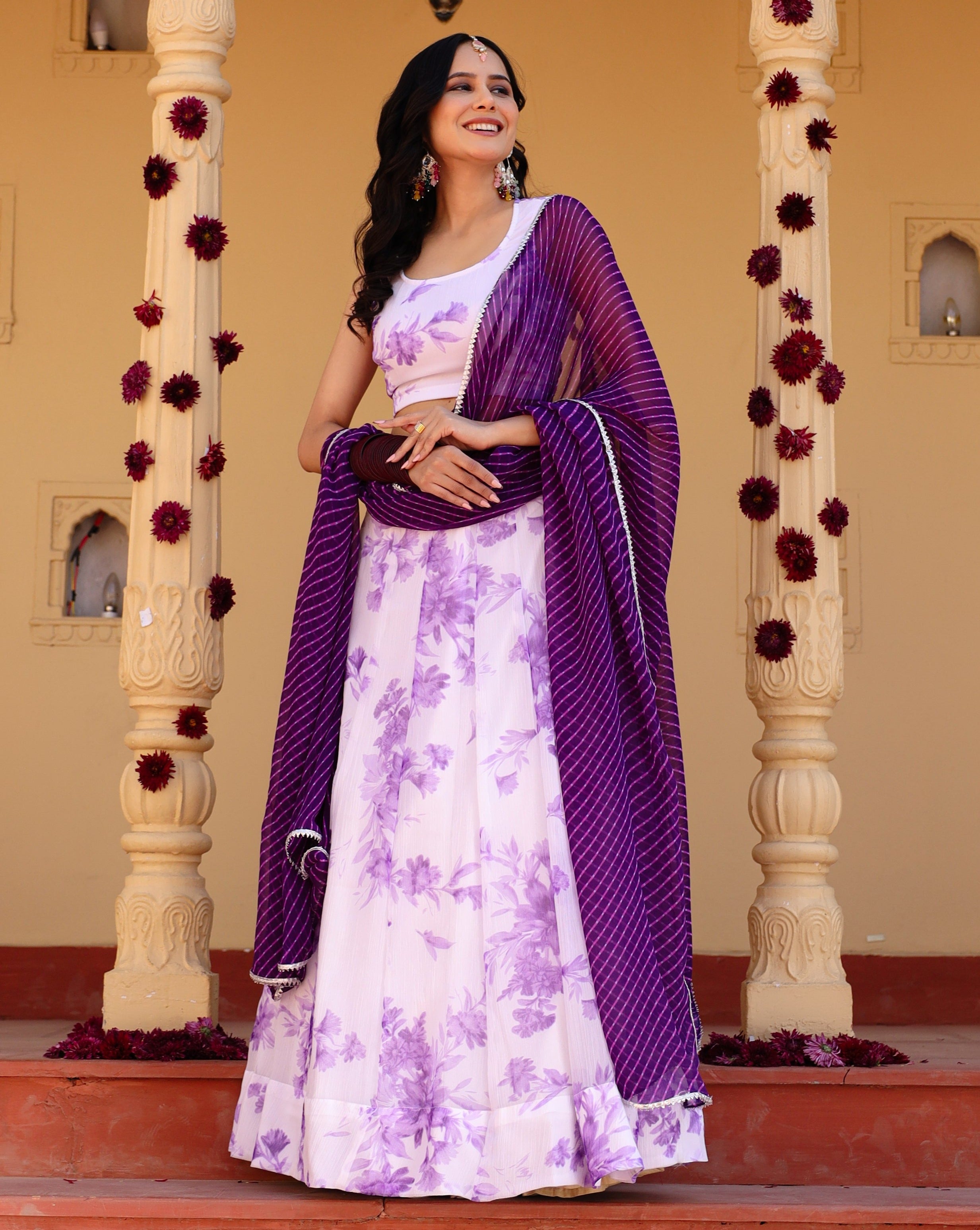 Zaira Levender Floral Lehenga Set