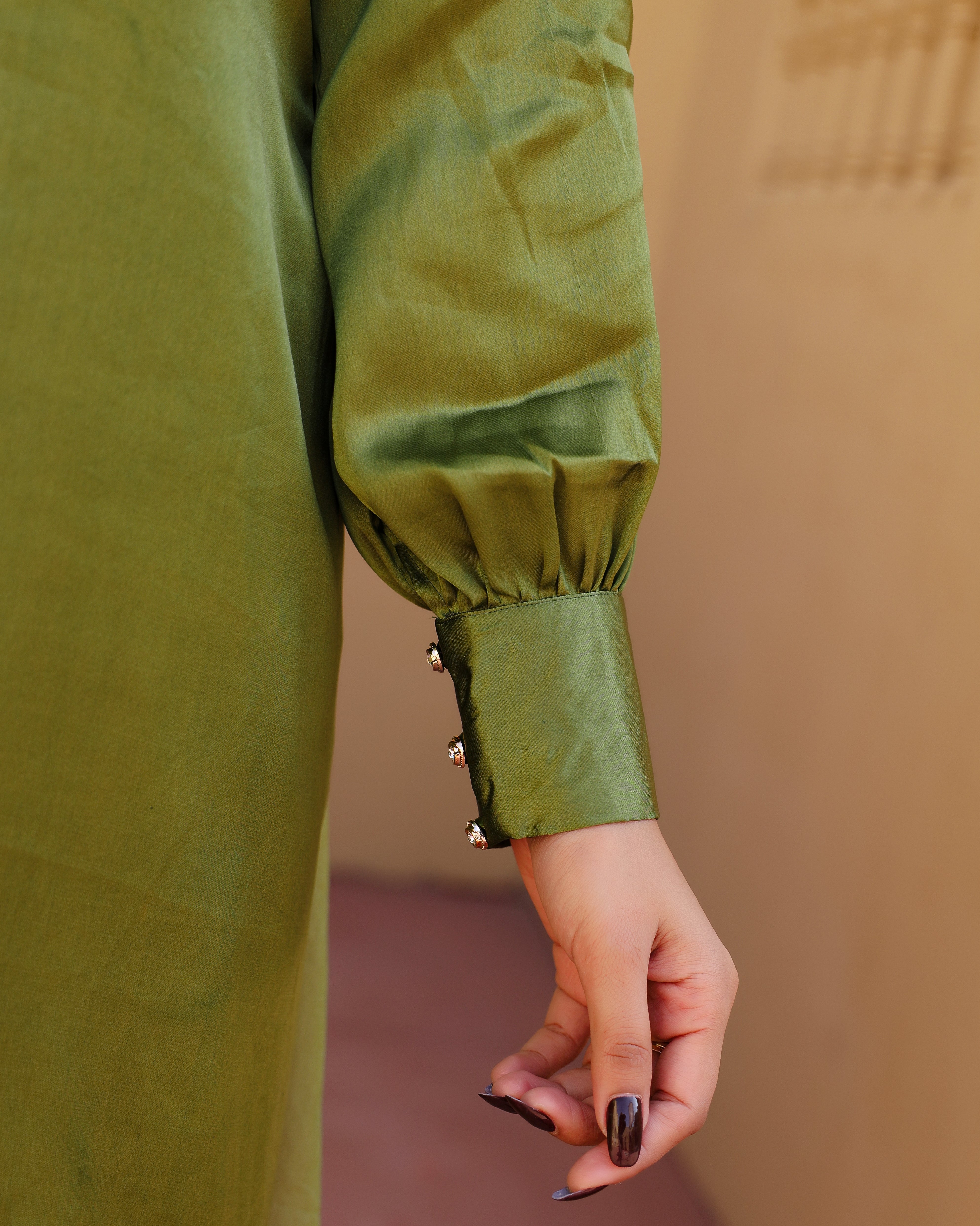 Inayat Green Hand Painted Suit Set