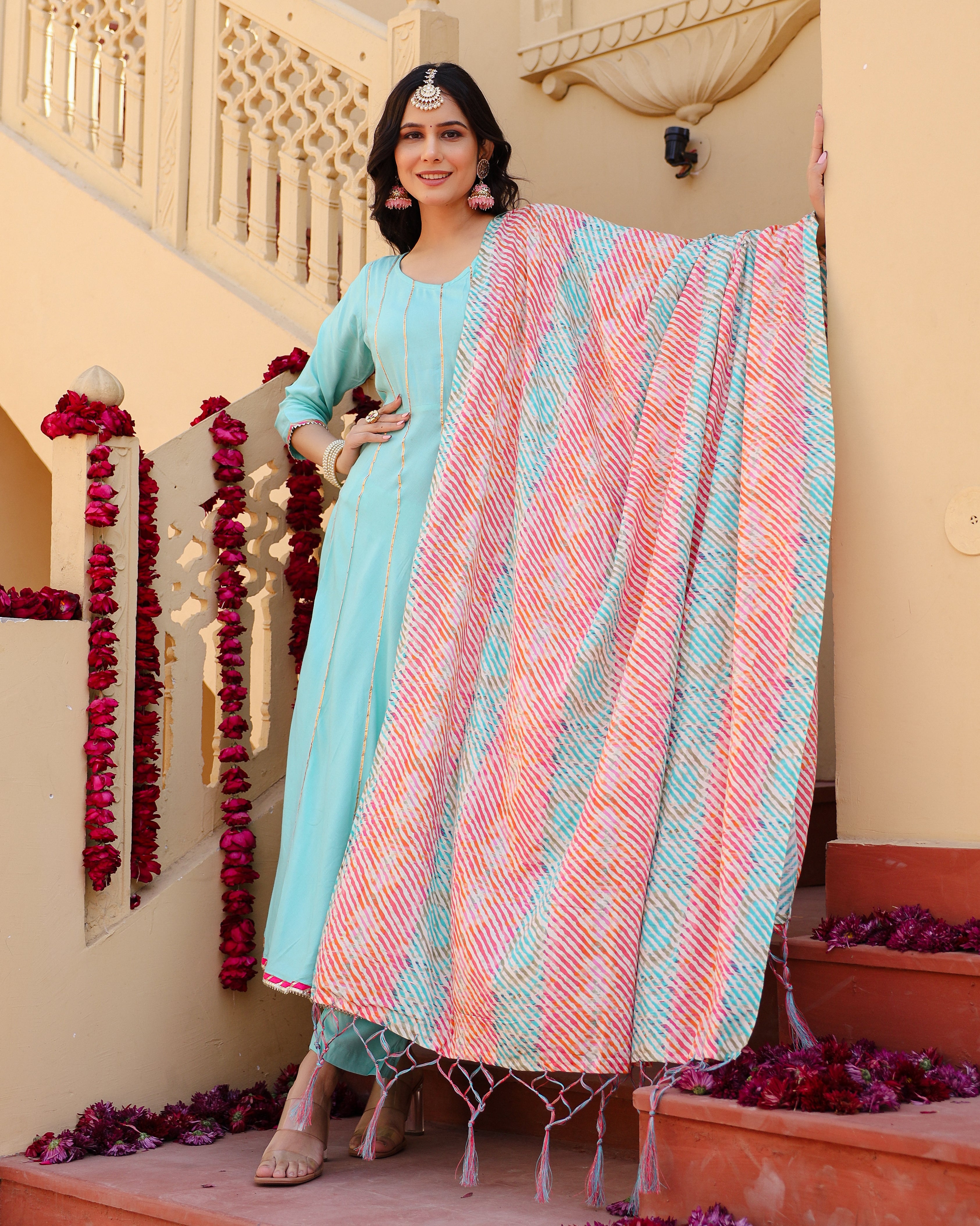 Ella Sky Blue Gota Suit set