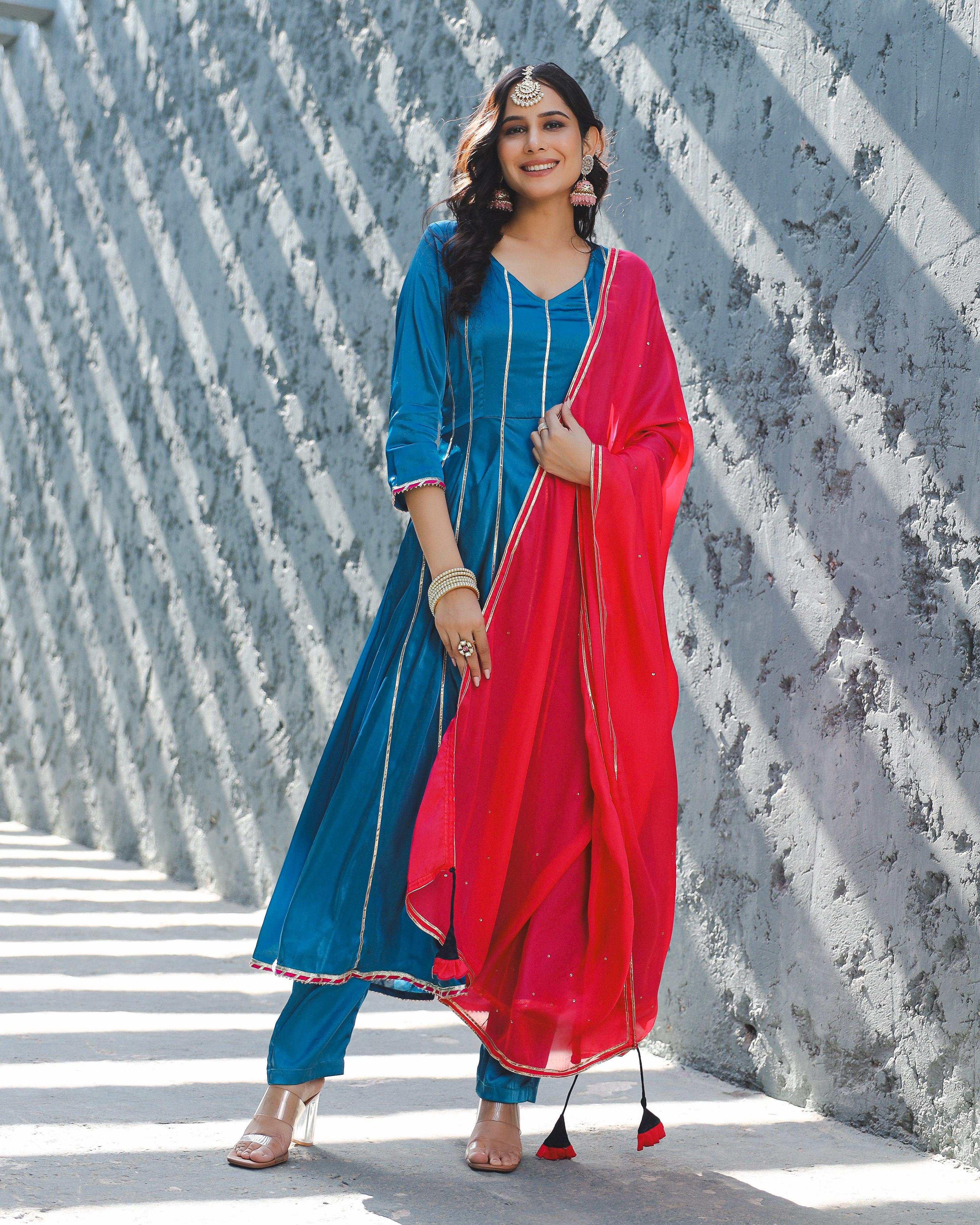 Nora Blue Gota Worked Suit Set