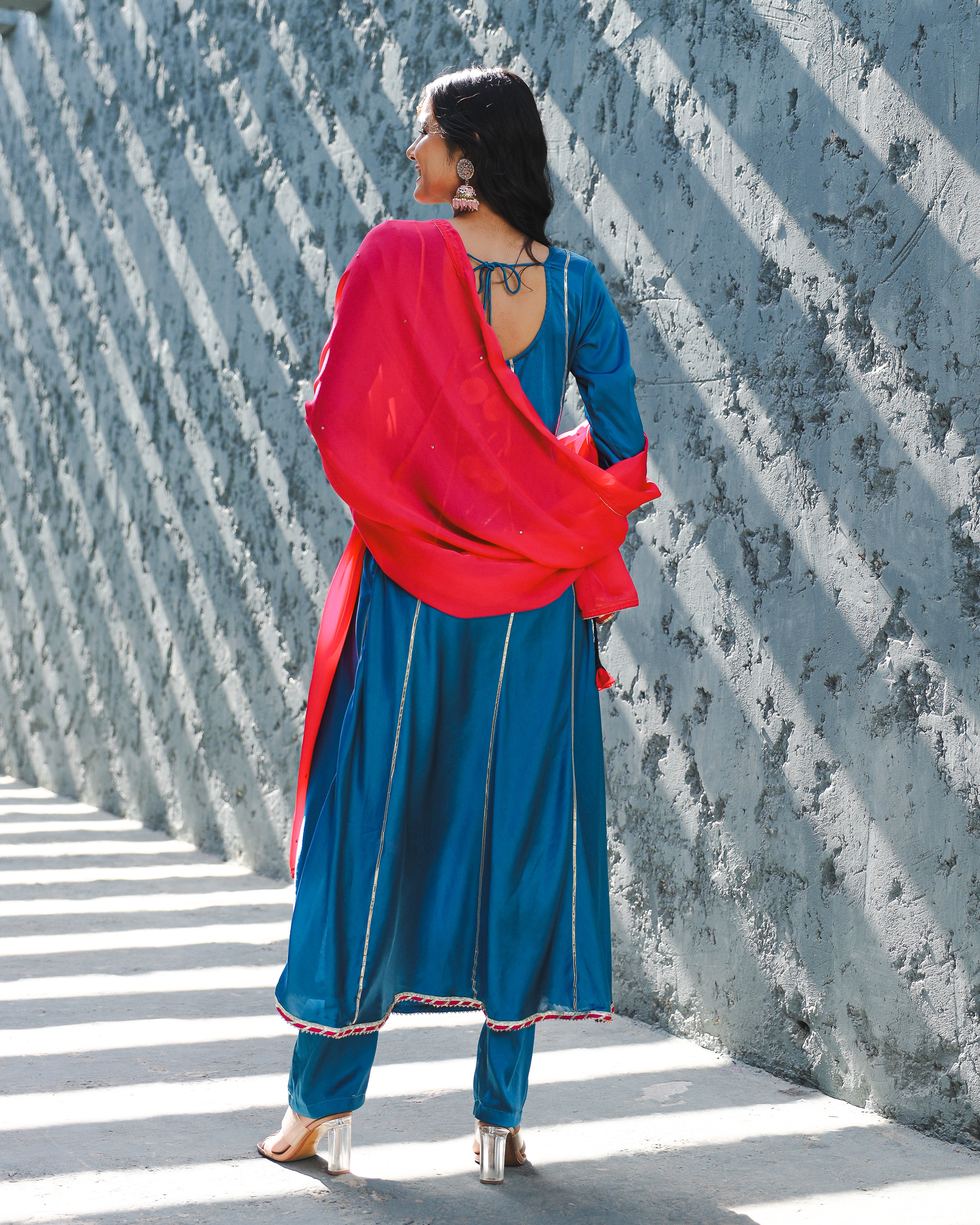 Nora Blue Gota Worked Suit Set