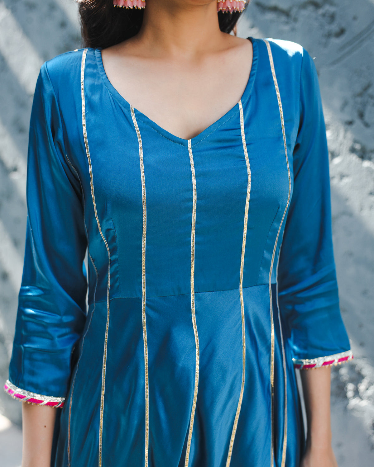 Nora Blue Gota Worked Suit Set