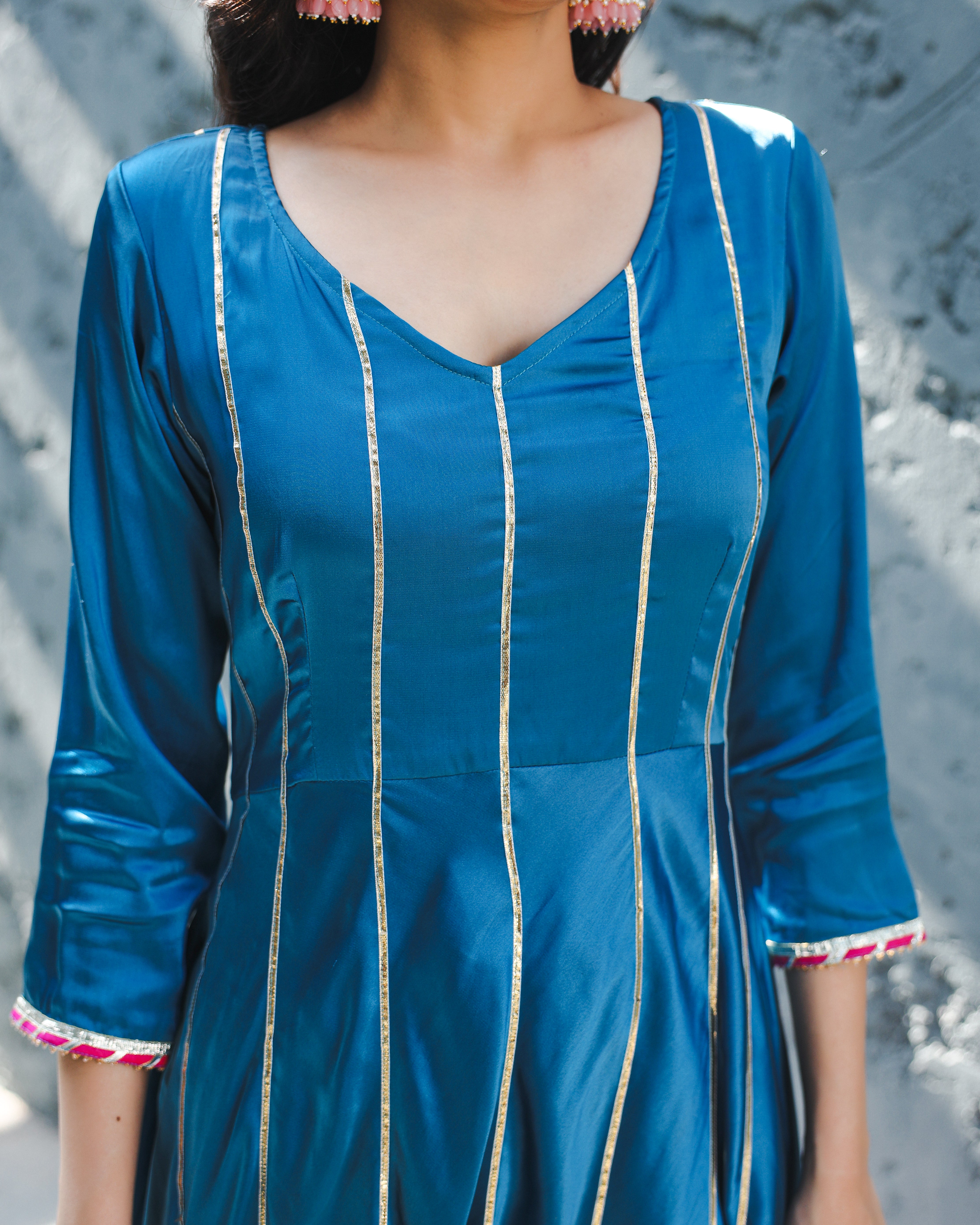 Nora Blue Gota Worked Suit Set