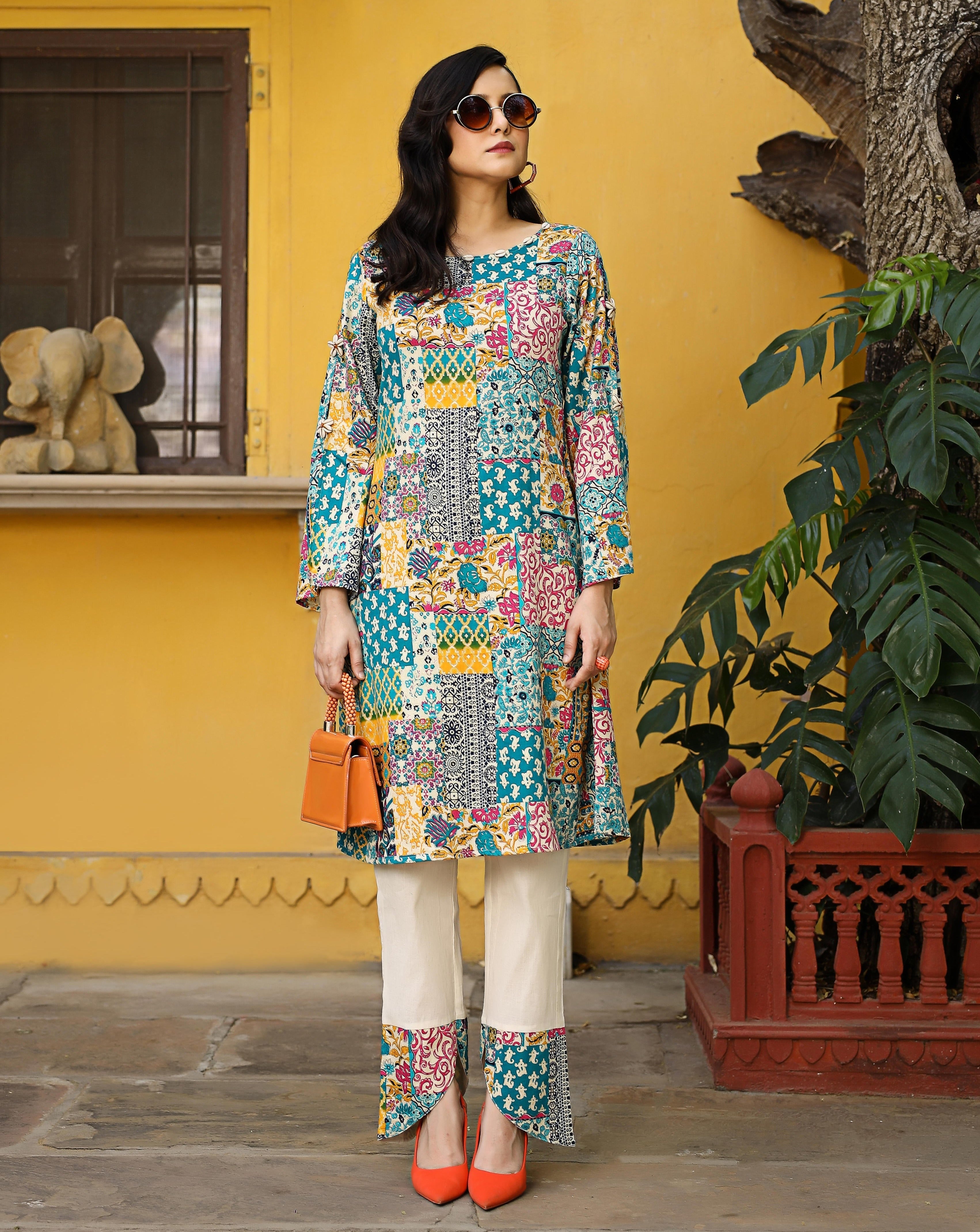 Motley Patch Pakistani Kurta Set