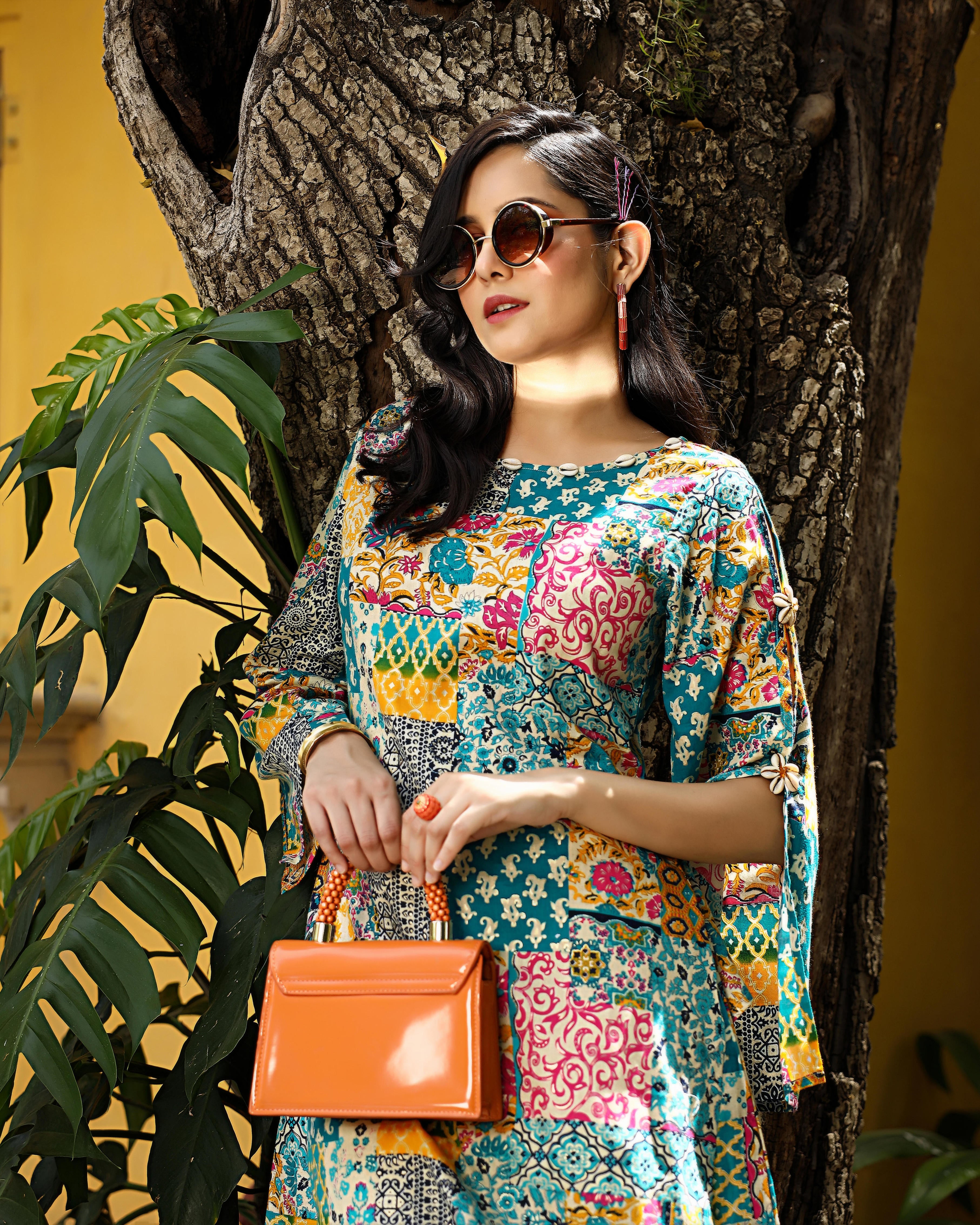 Motley Patch Pakistani Kurta Set