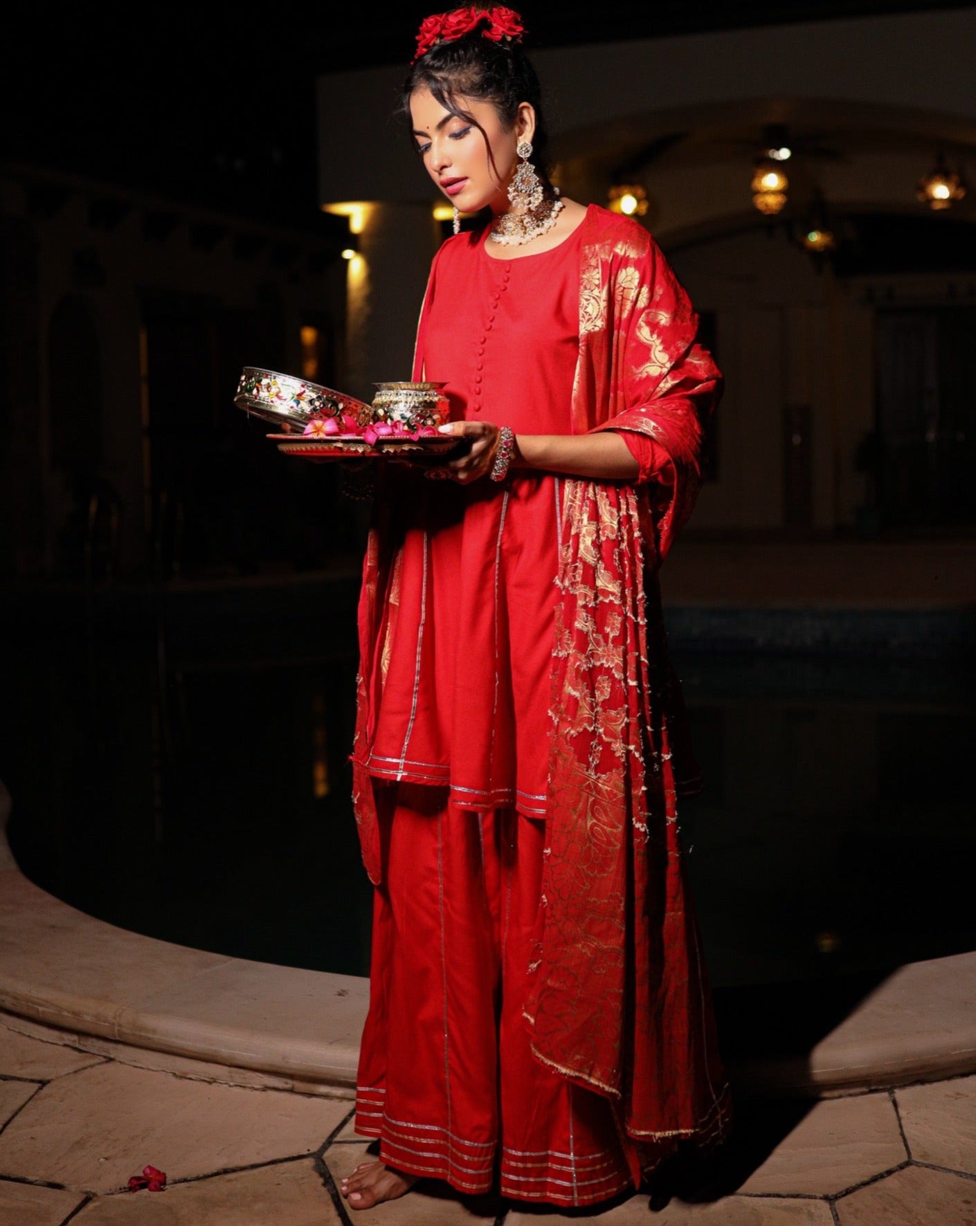 Aarna Red Gotta Suit Set