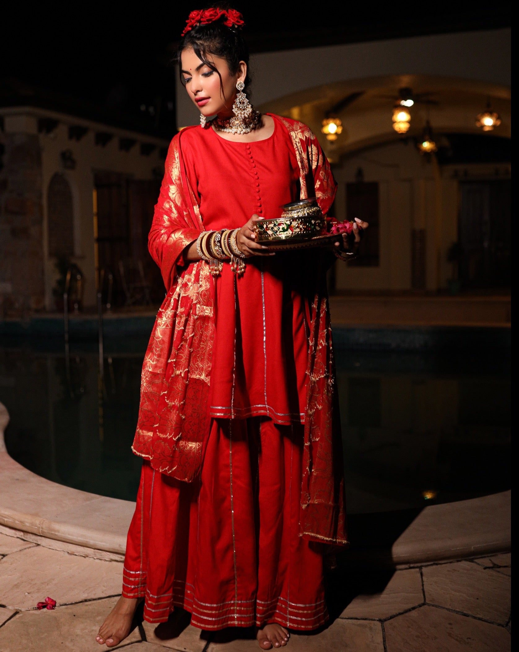 Aarna Red Gotta Suit Set