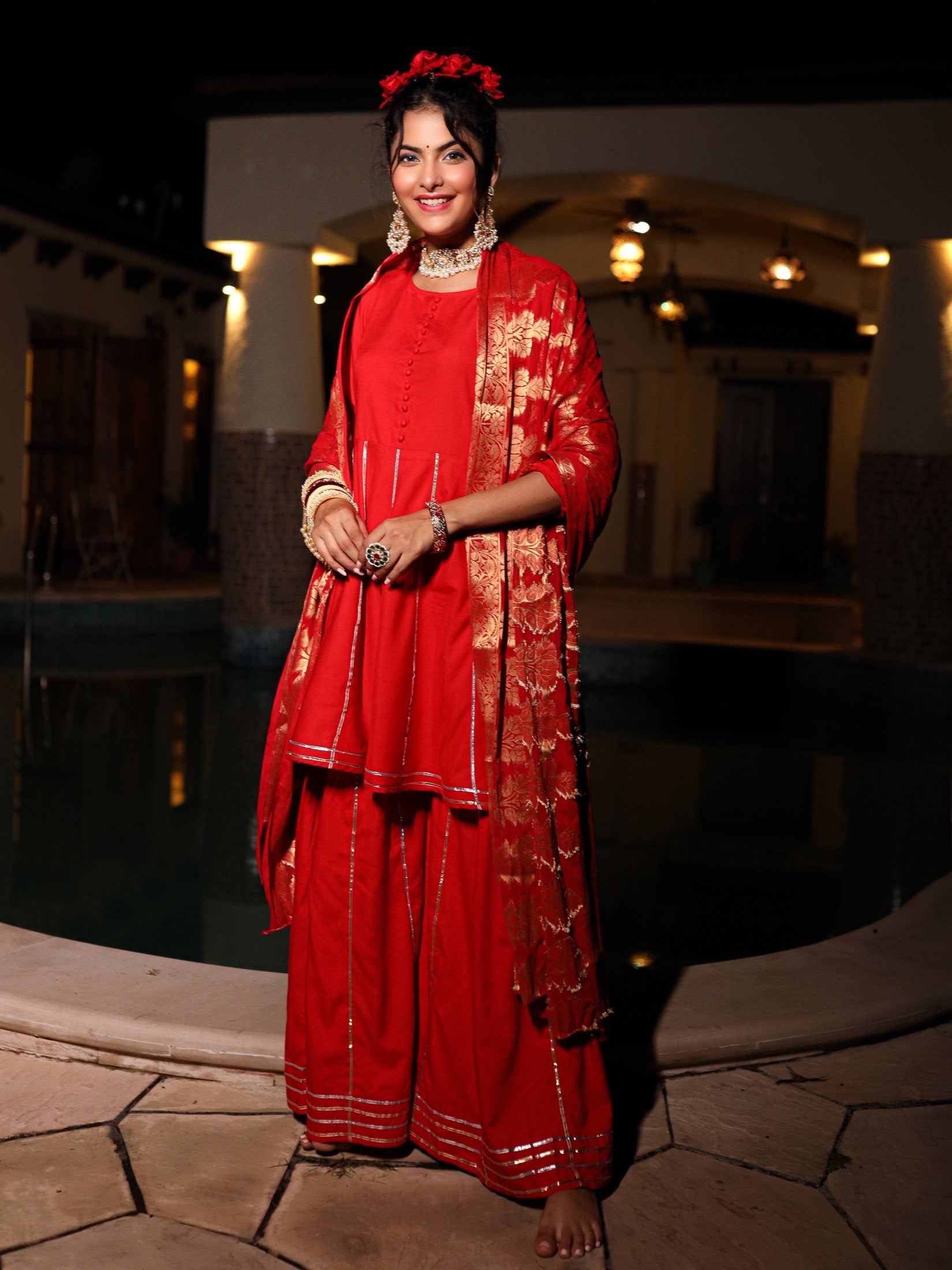 Aarna Red Gotta Suit Set