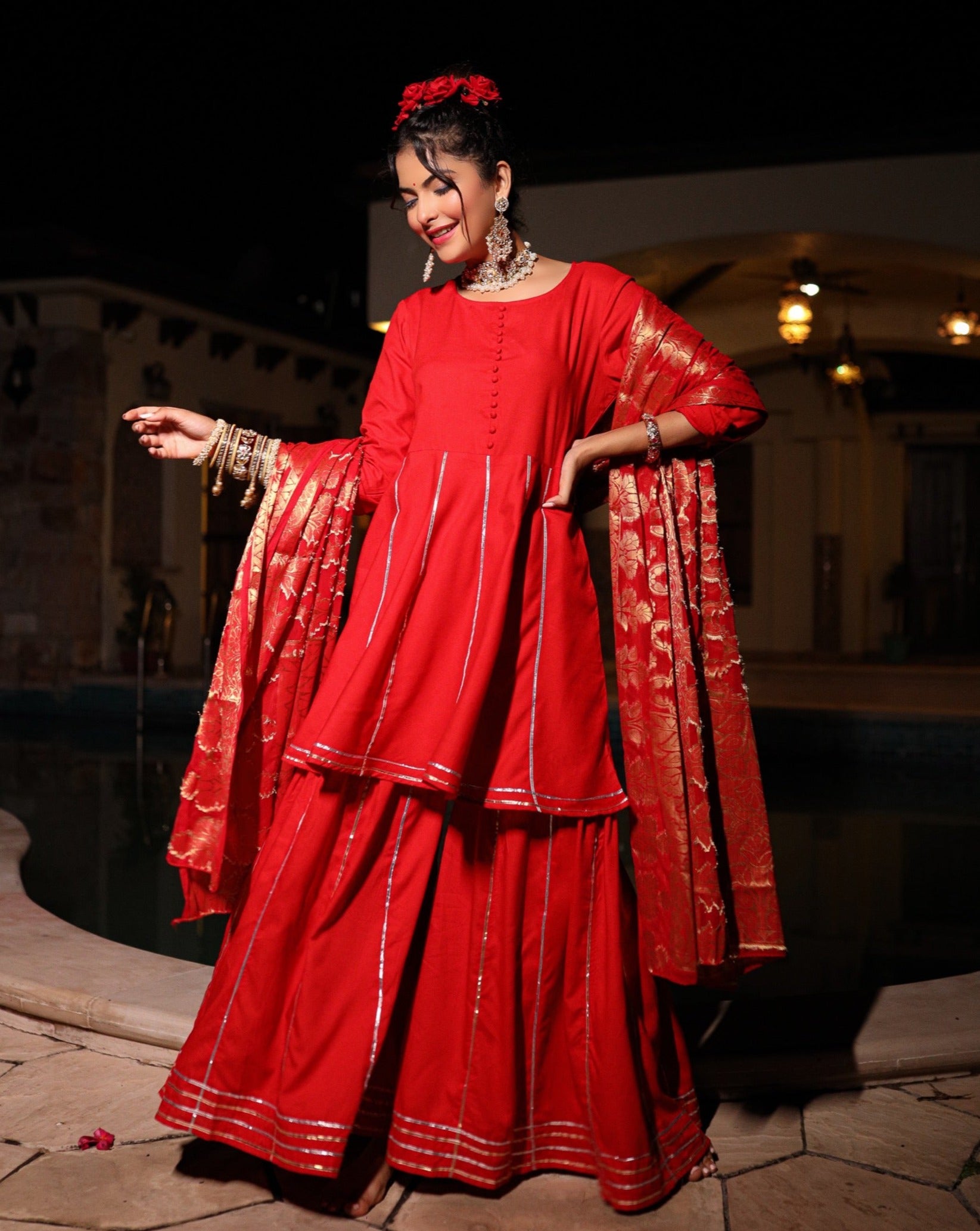 Aarna Red Gotta Suit Set