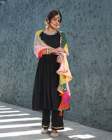 Emily Black Suit with Multicolour Dupatta