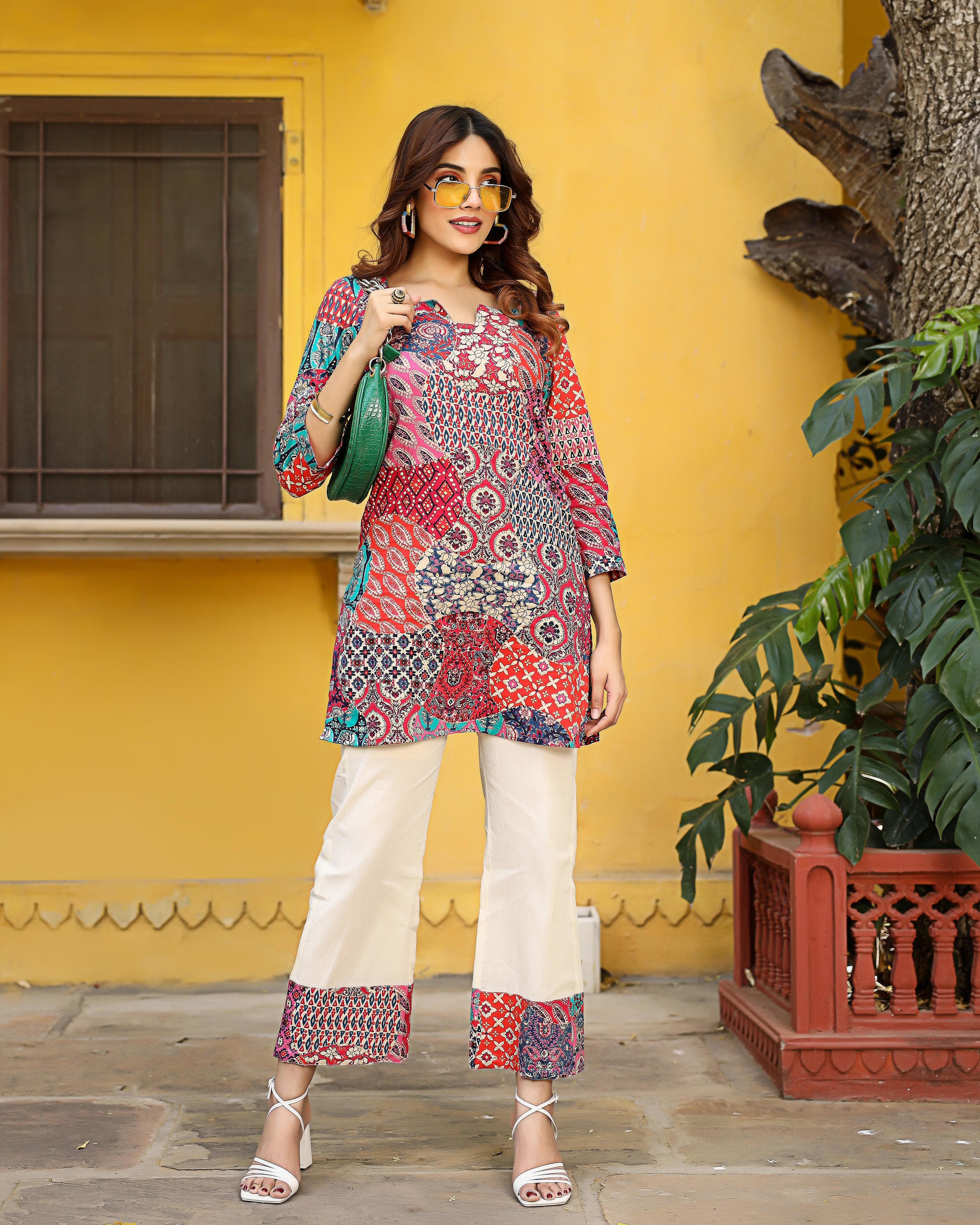 Motley Patch Short Kurta Set