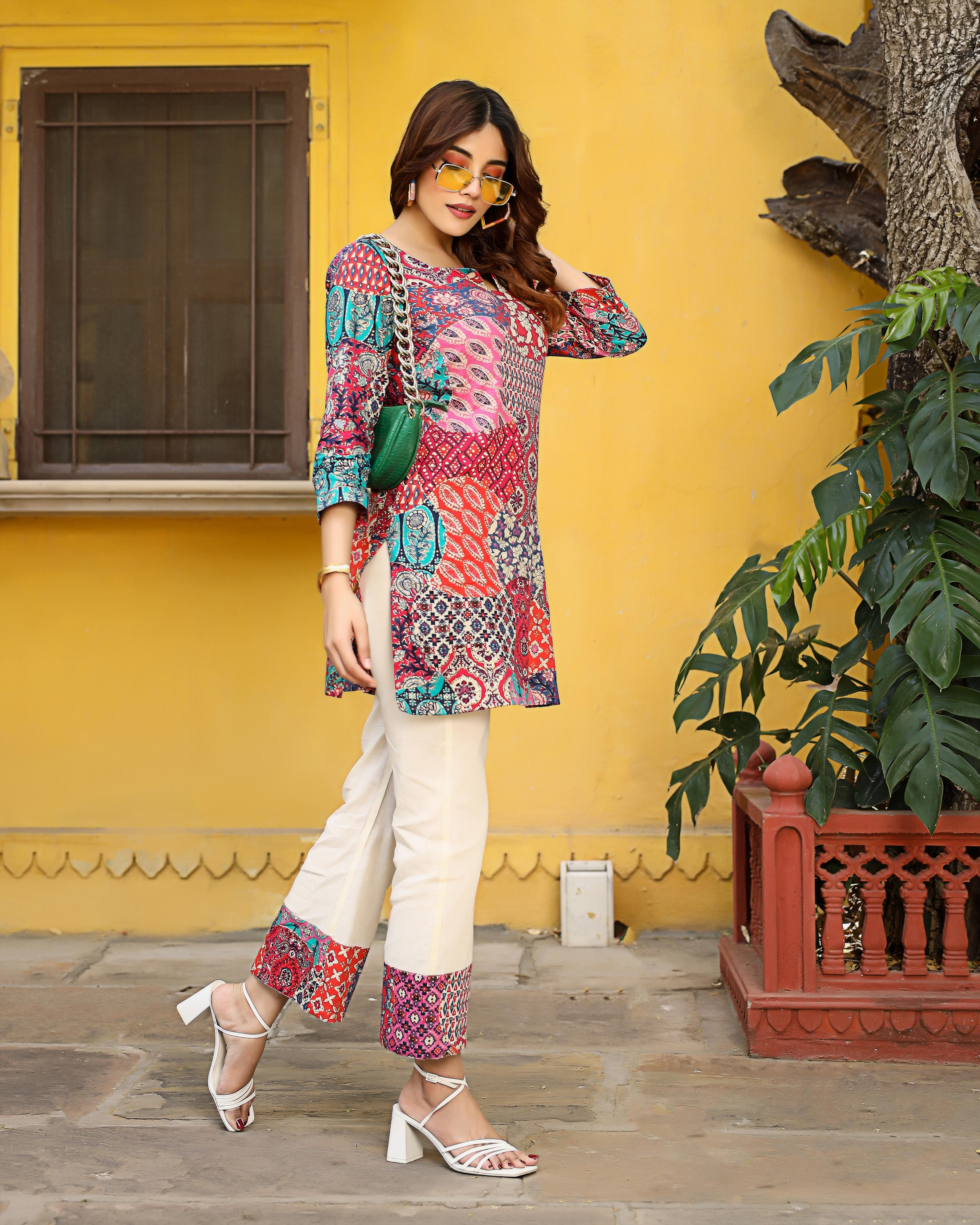 Motley Patch Short Kurta Set