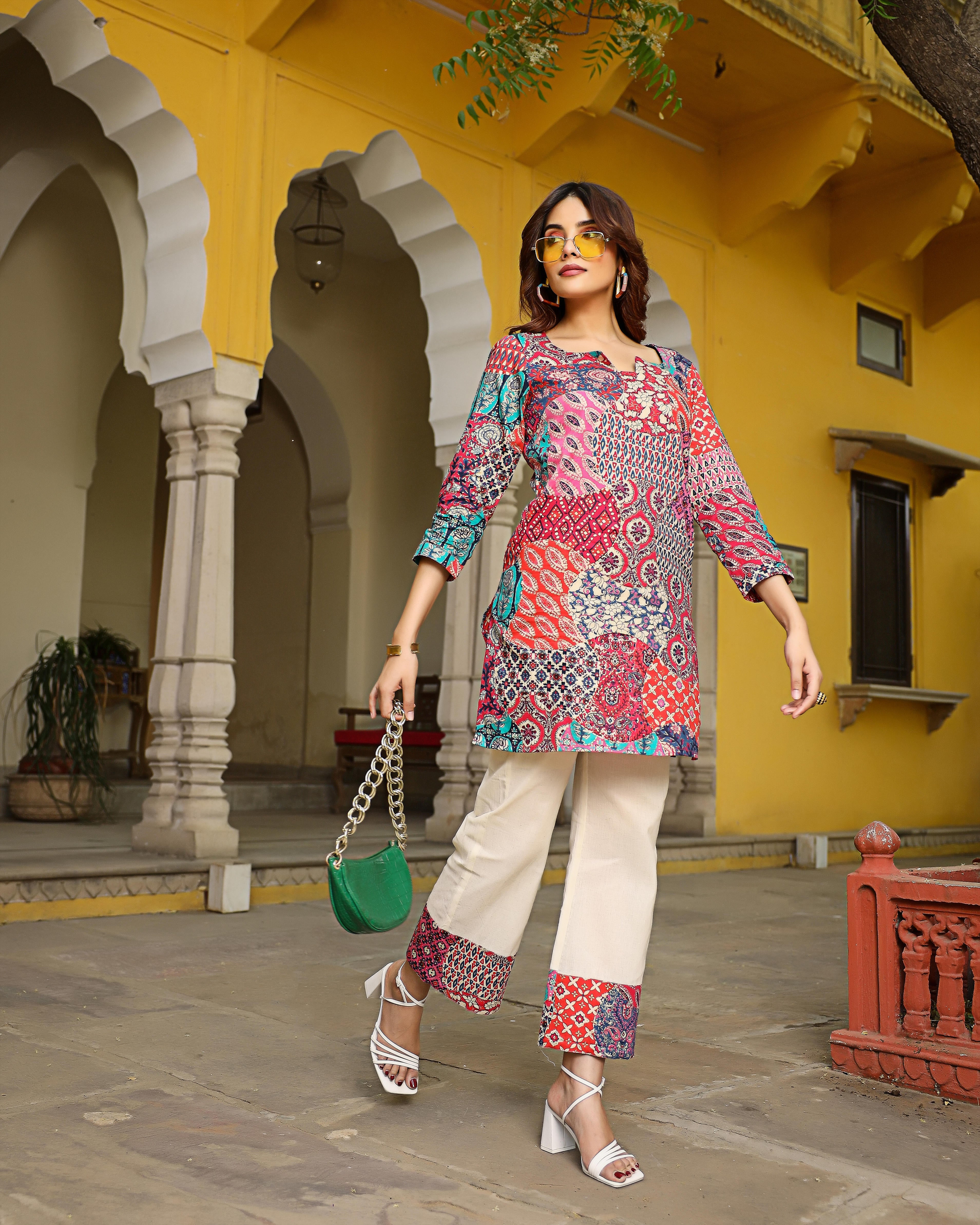 Motley Patch Short Kurta Set