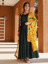 Ellie Green Suit with Mustard Yellow Dupatta