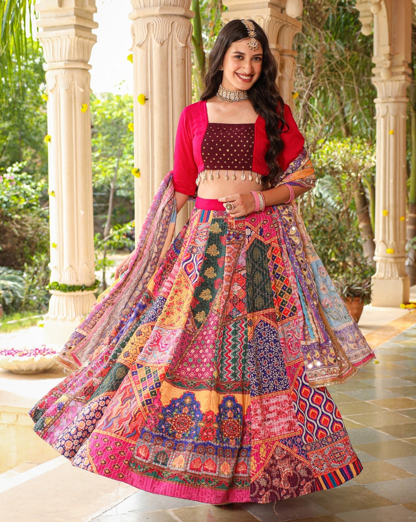 Jiyana Silk Mirrow Work Lehenga Set