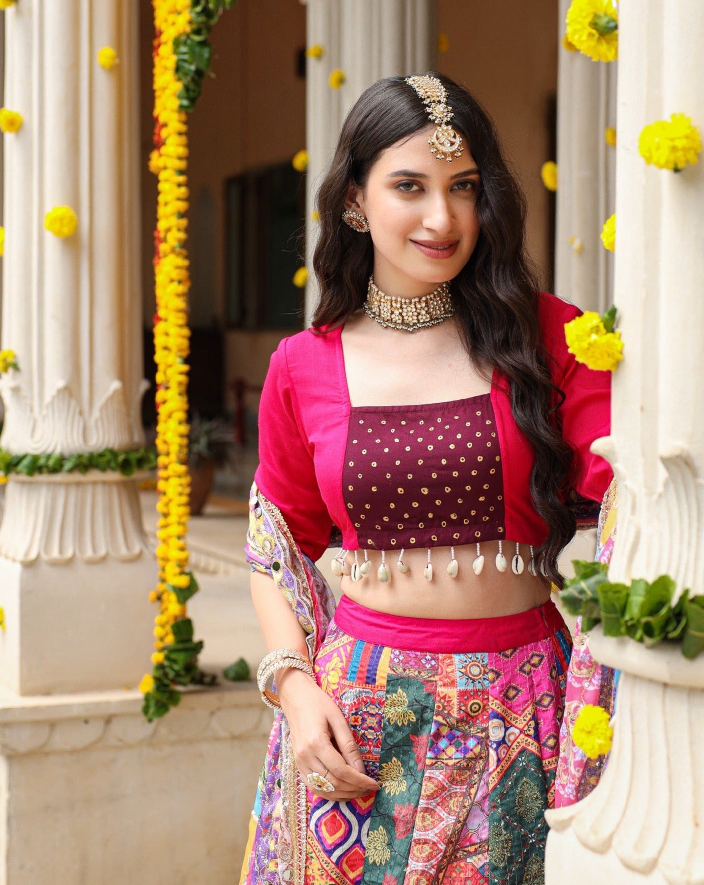 Jiyana Silk Mirrow Work Lehenga Set