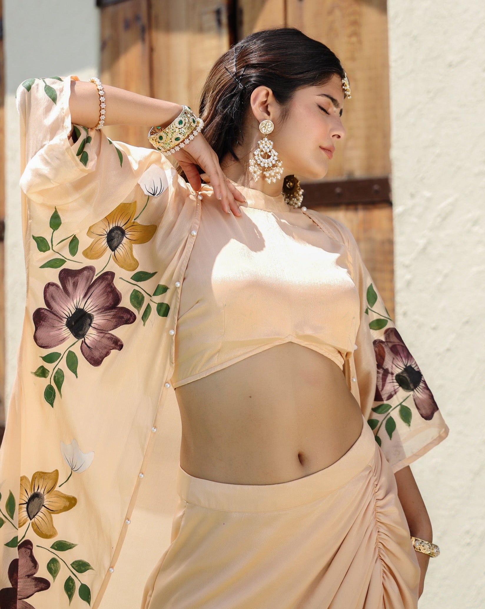 janya Beige Skirt Set