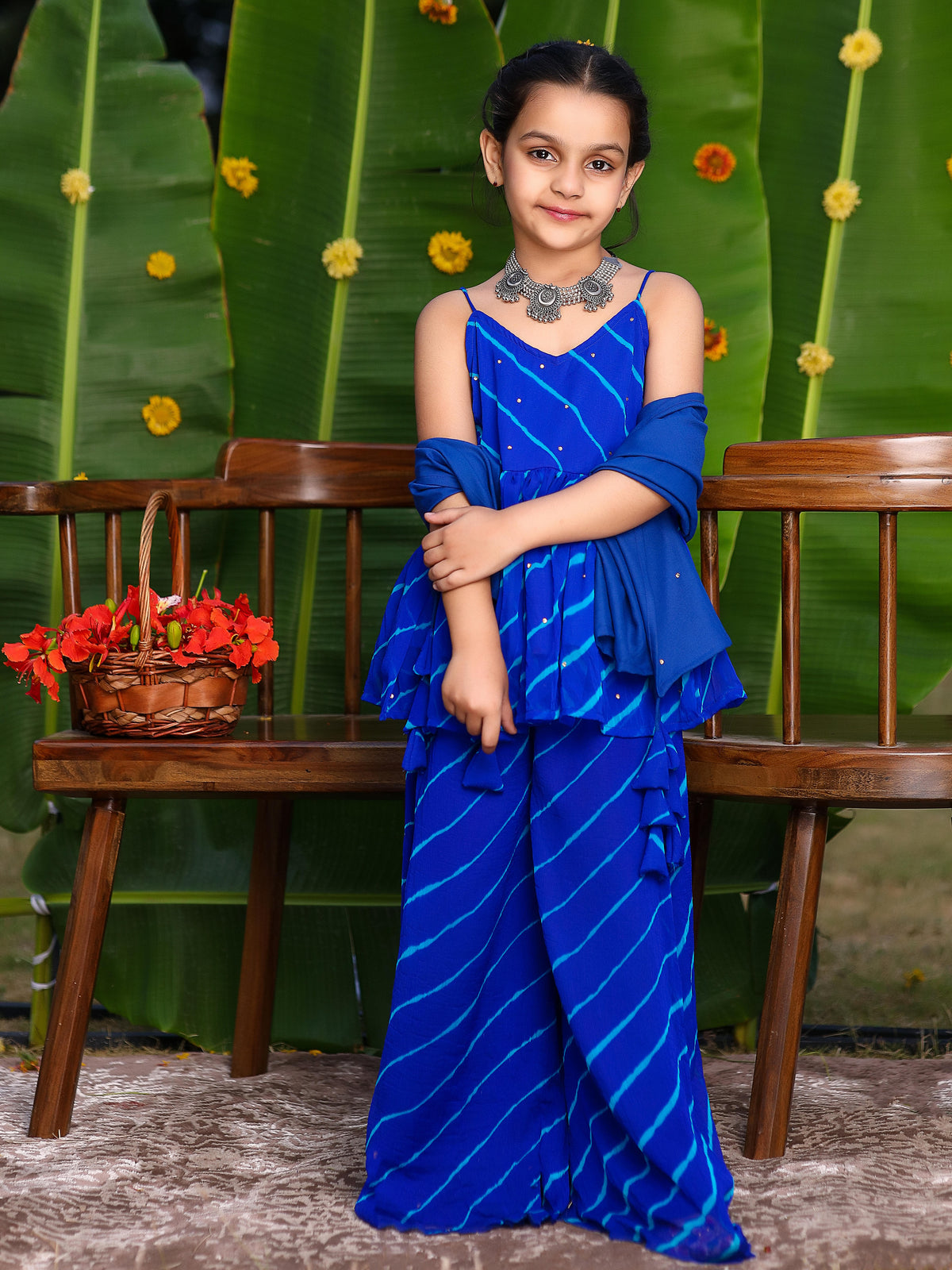 Spaghetti Blue Leheriya Suit Set