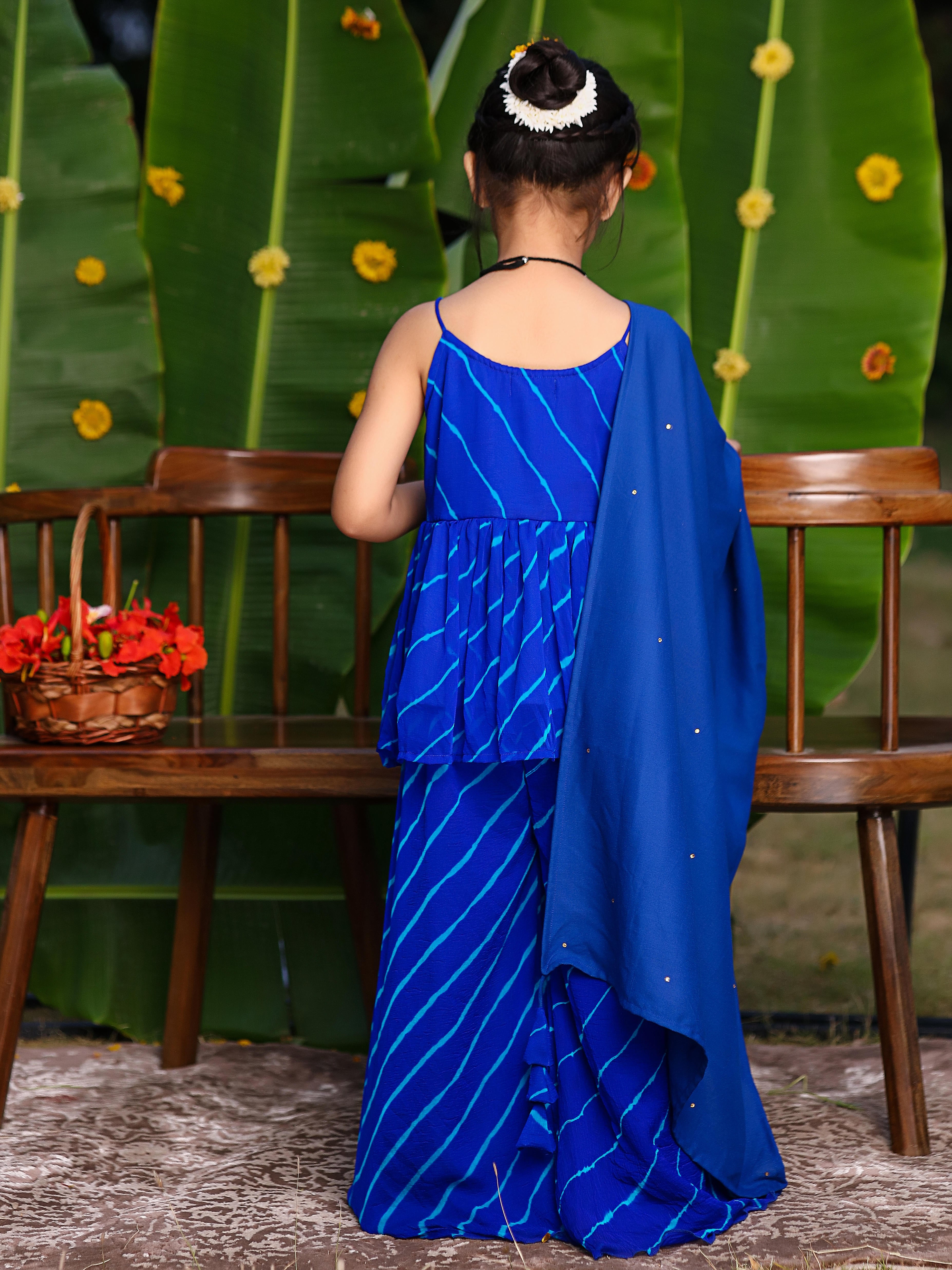 Spaghetti Blue Leheriya Suit Set