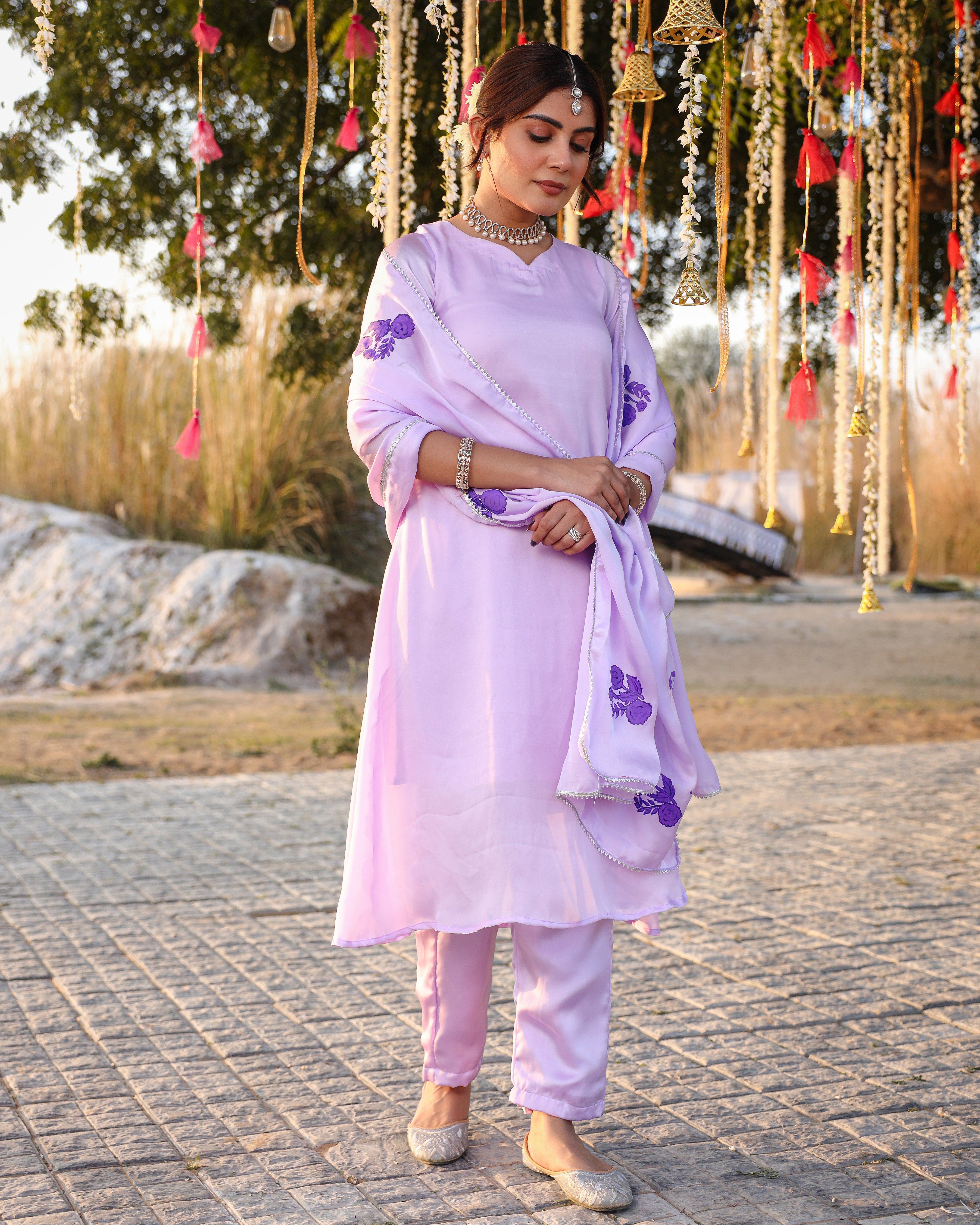 Alena Levender Handpainted Suit Set