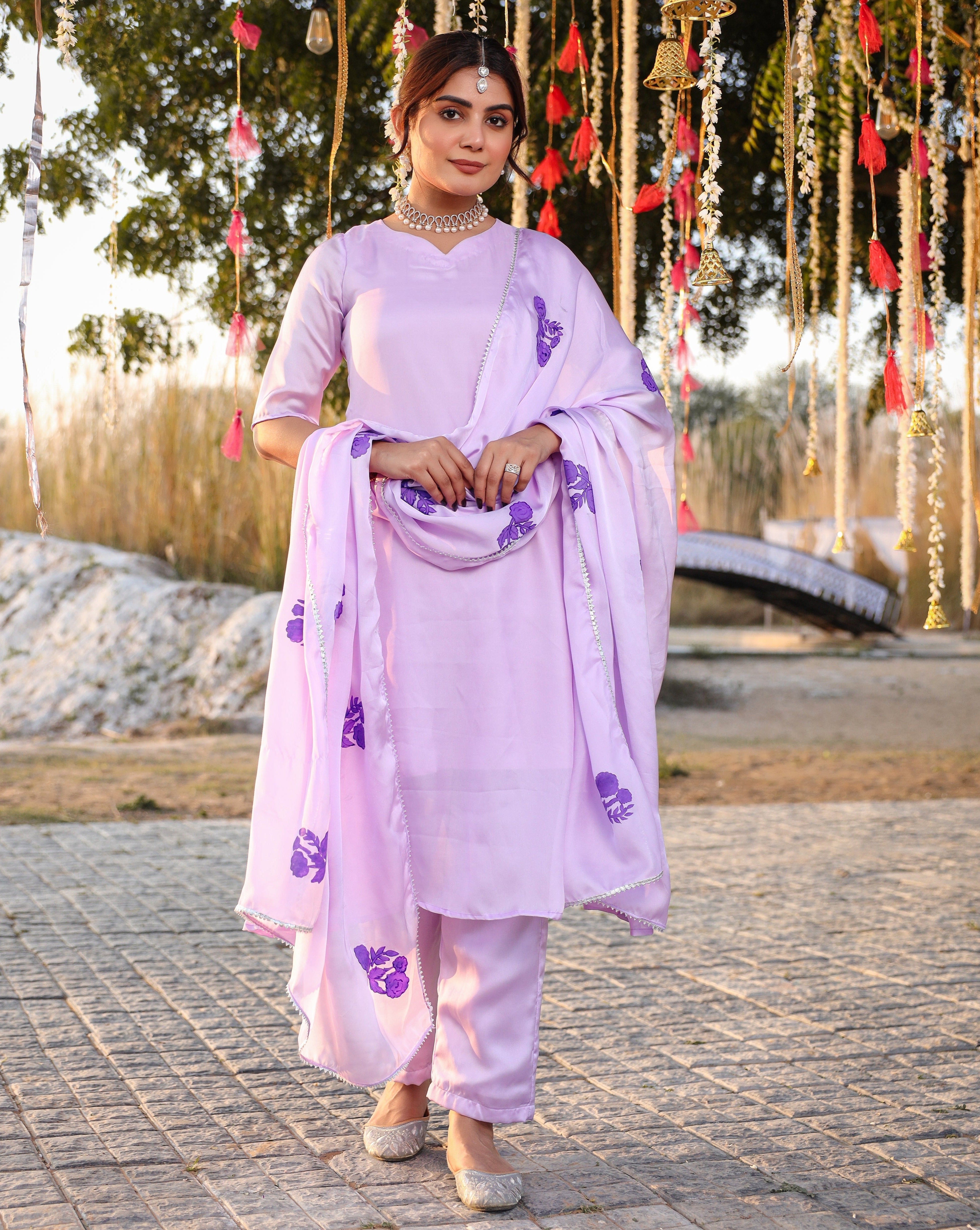 Alena Levender Handpainted Suit Set