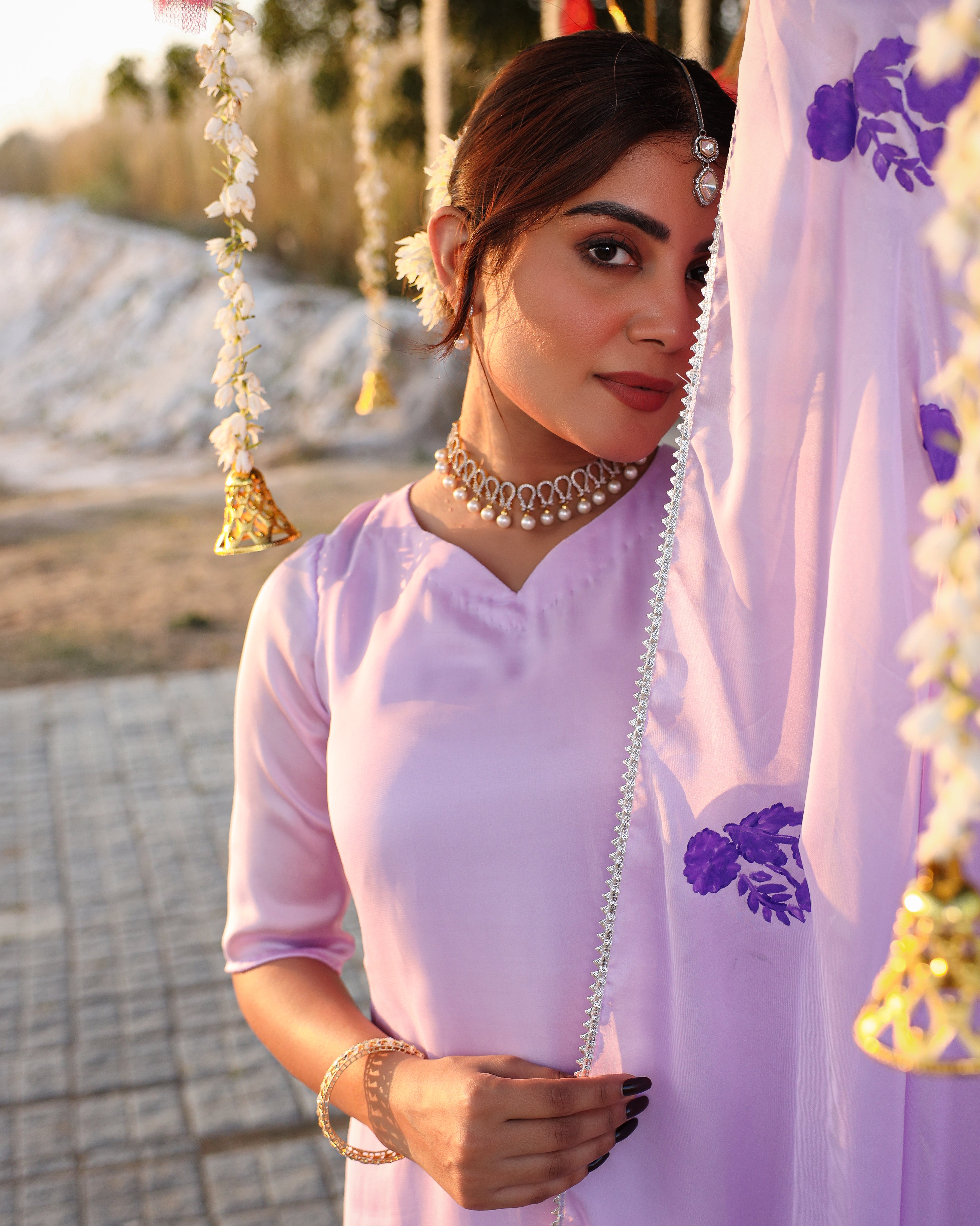 Alena Levender Handpainted Suit Set