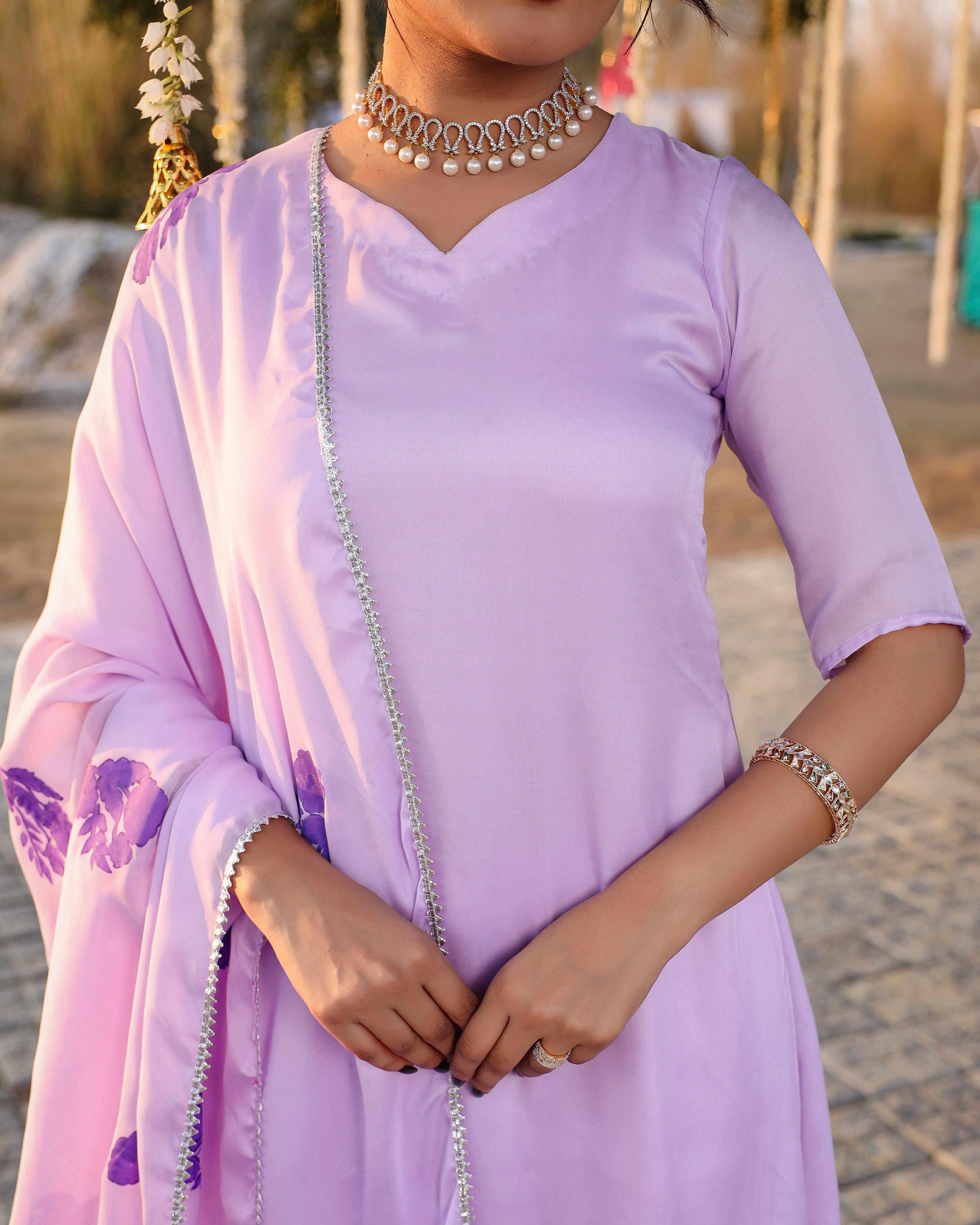 Alena Levender Handpainted Suit Set