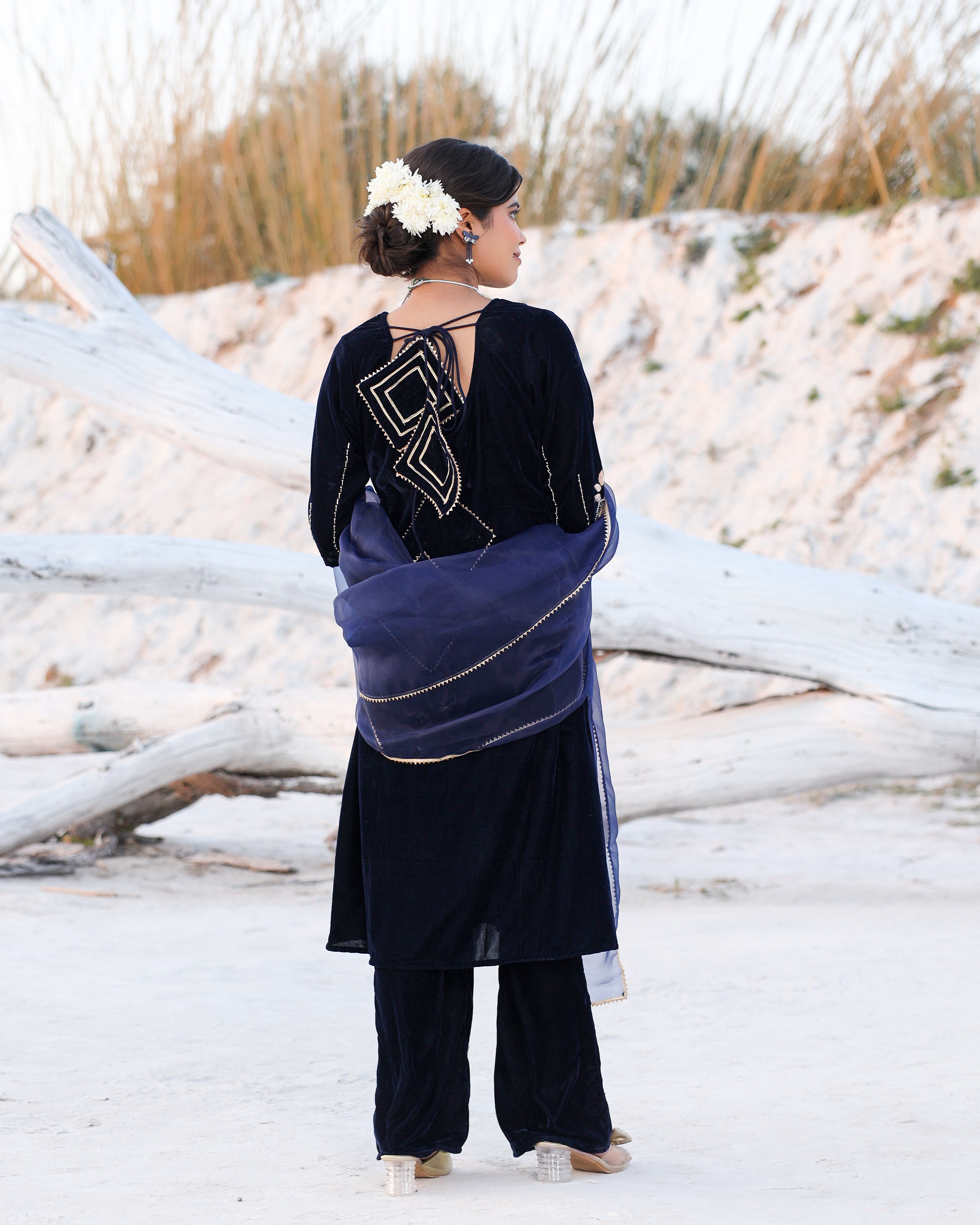 Ilana Blue Velvet Suit Set