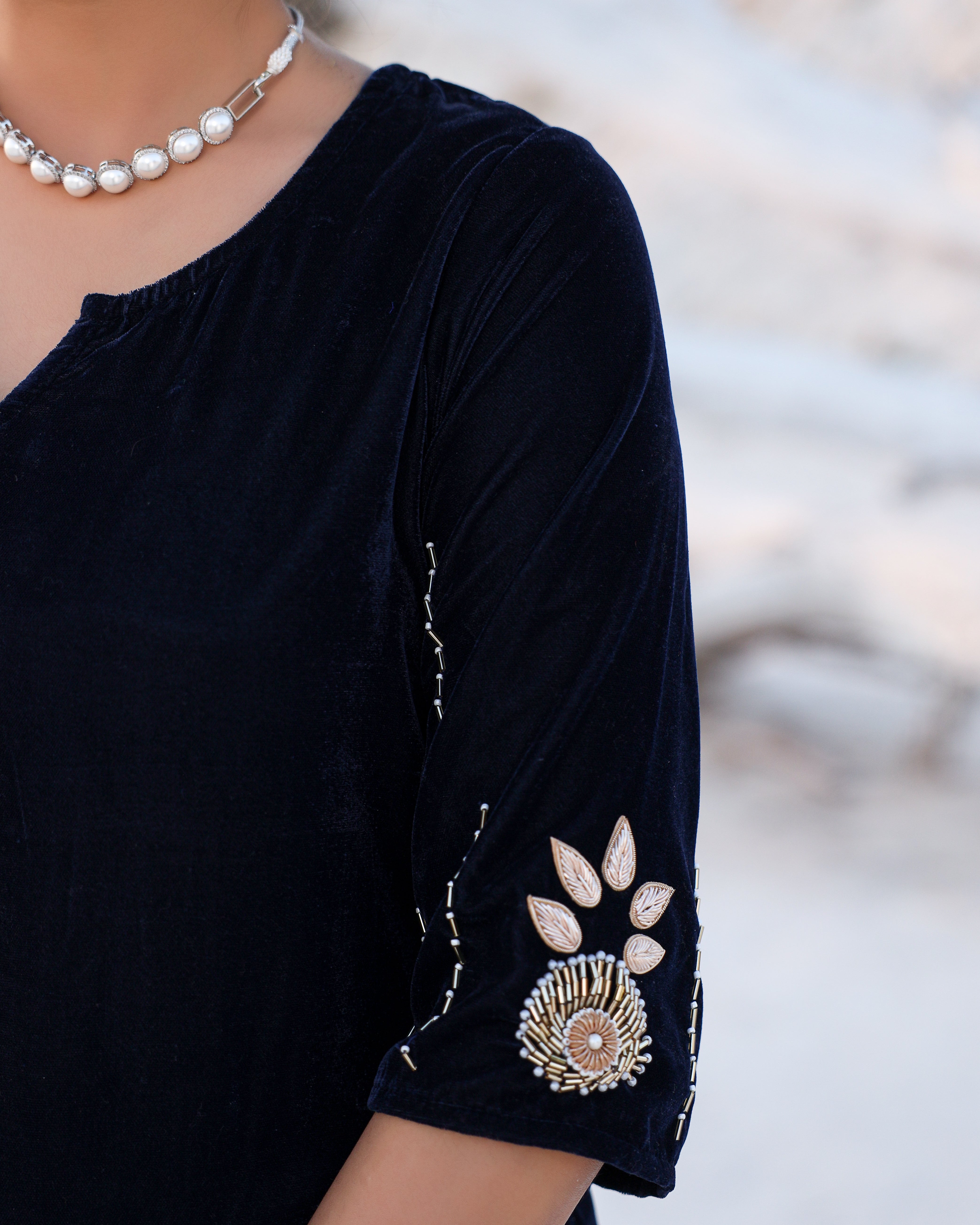 Ilana Blue Velvet Suit Set