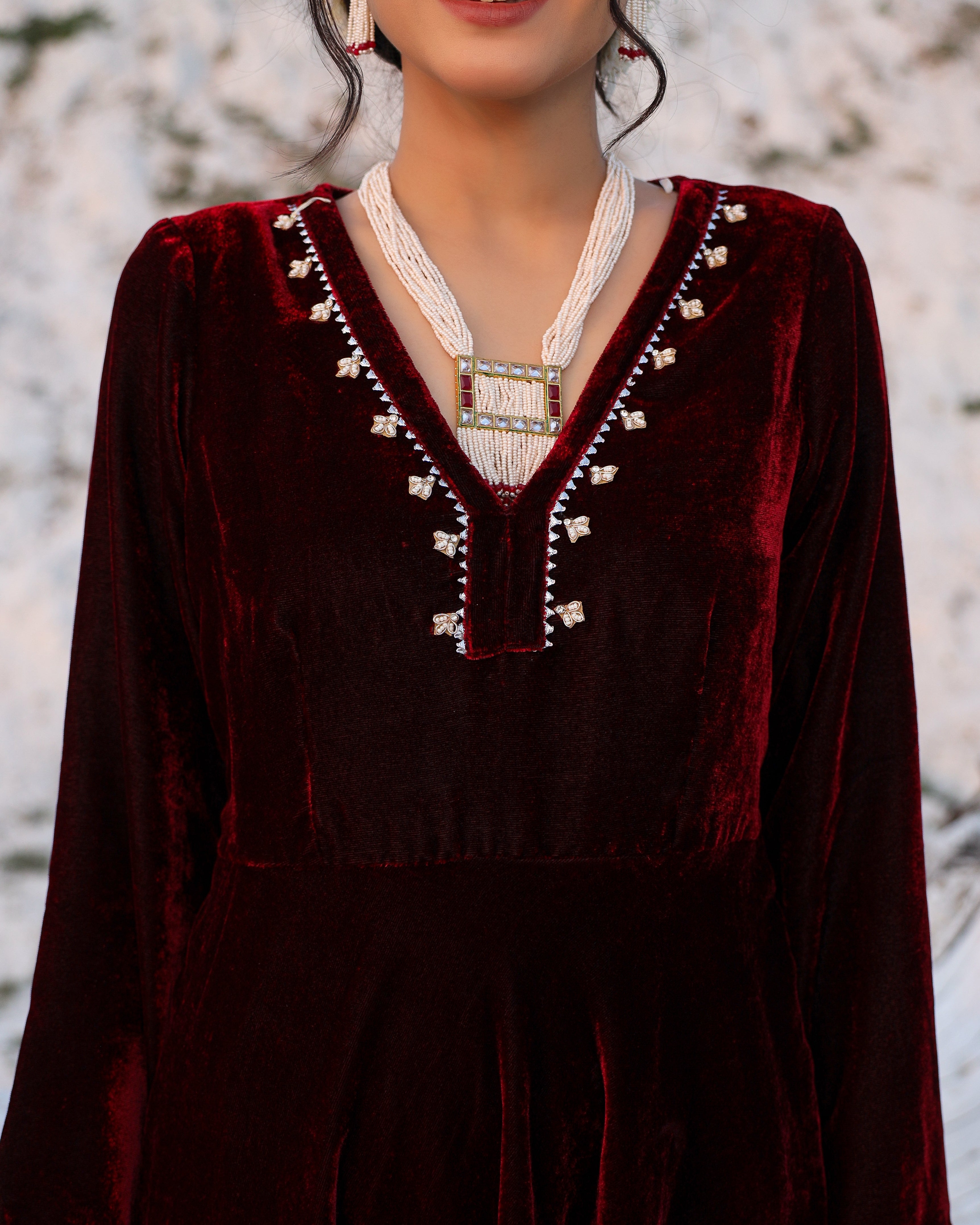 Temple Painted Velvet Suit Set