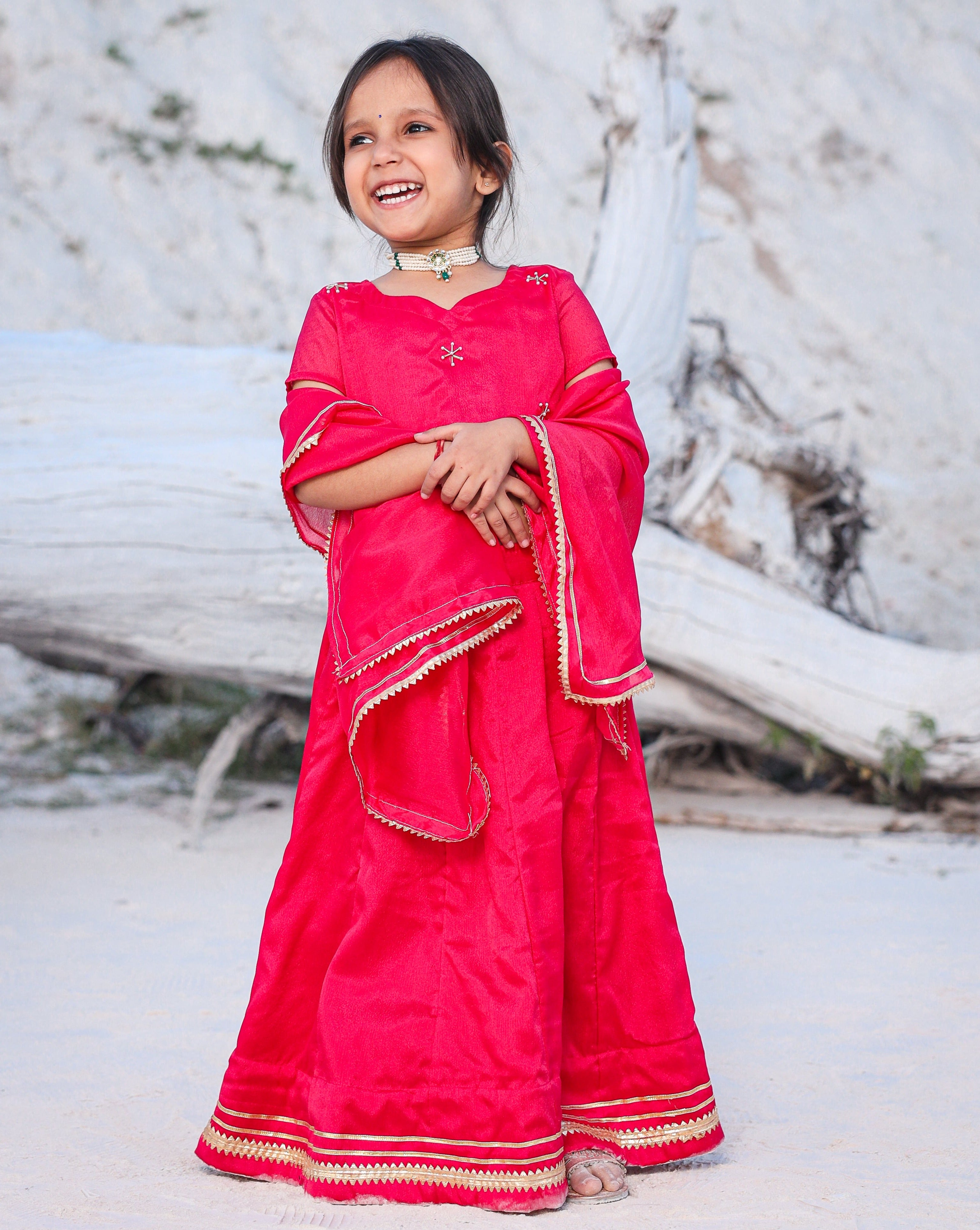 Kids Pink Rosy Lehenga Choli