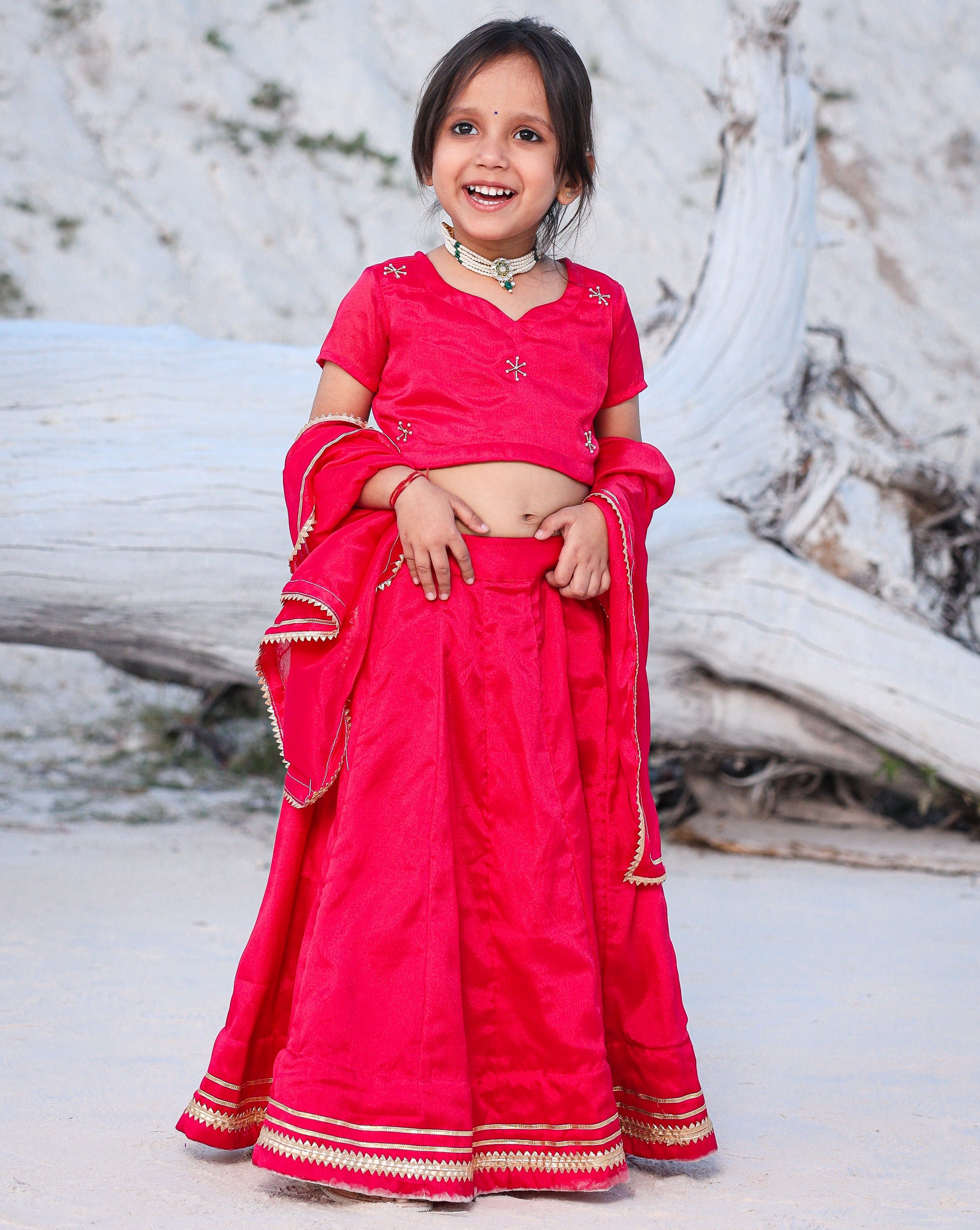 Kids Pink Rosy Lehenga Choli