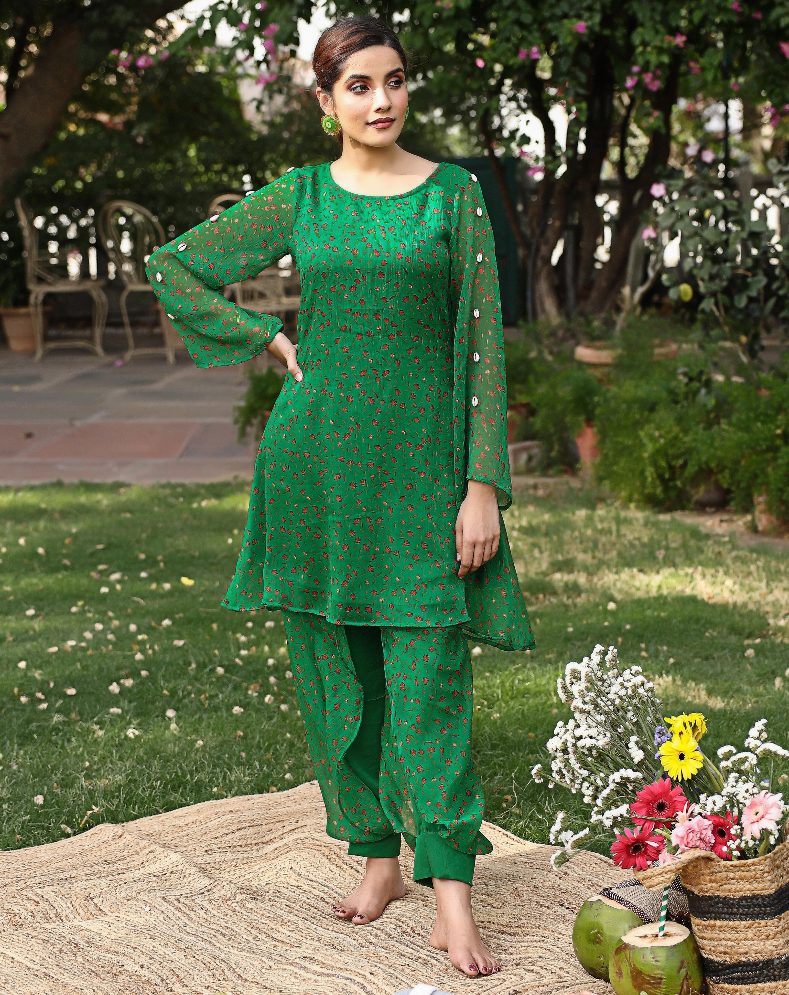 Brilliant Green Kurta Set