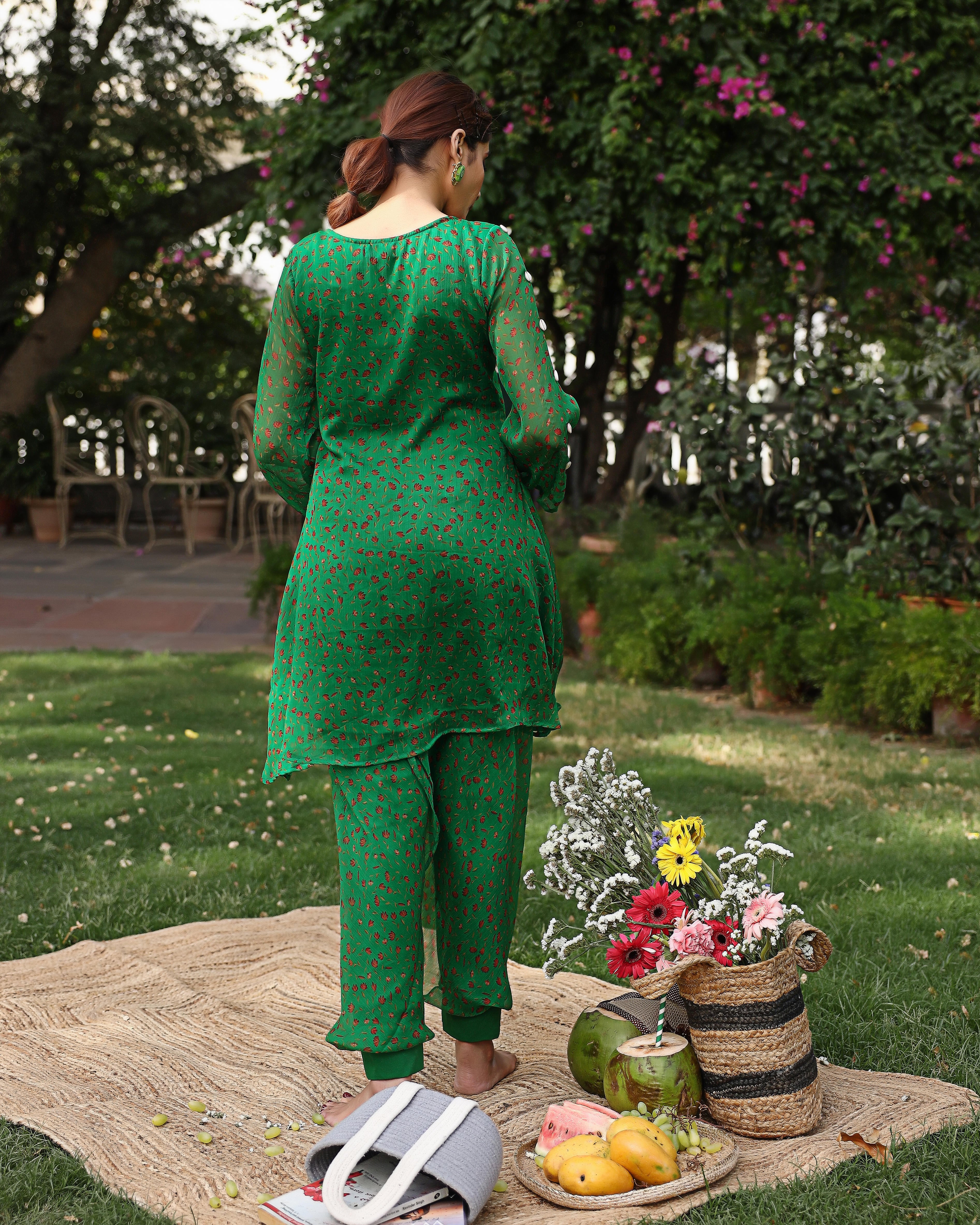 Brilliant Green Kurta Set