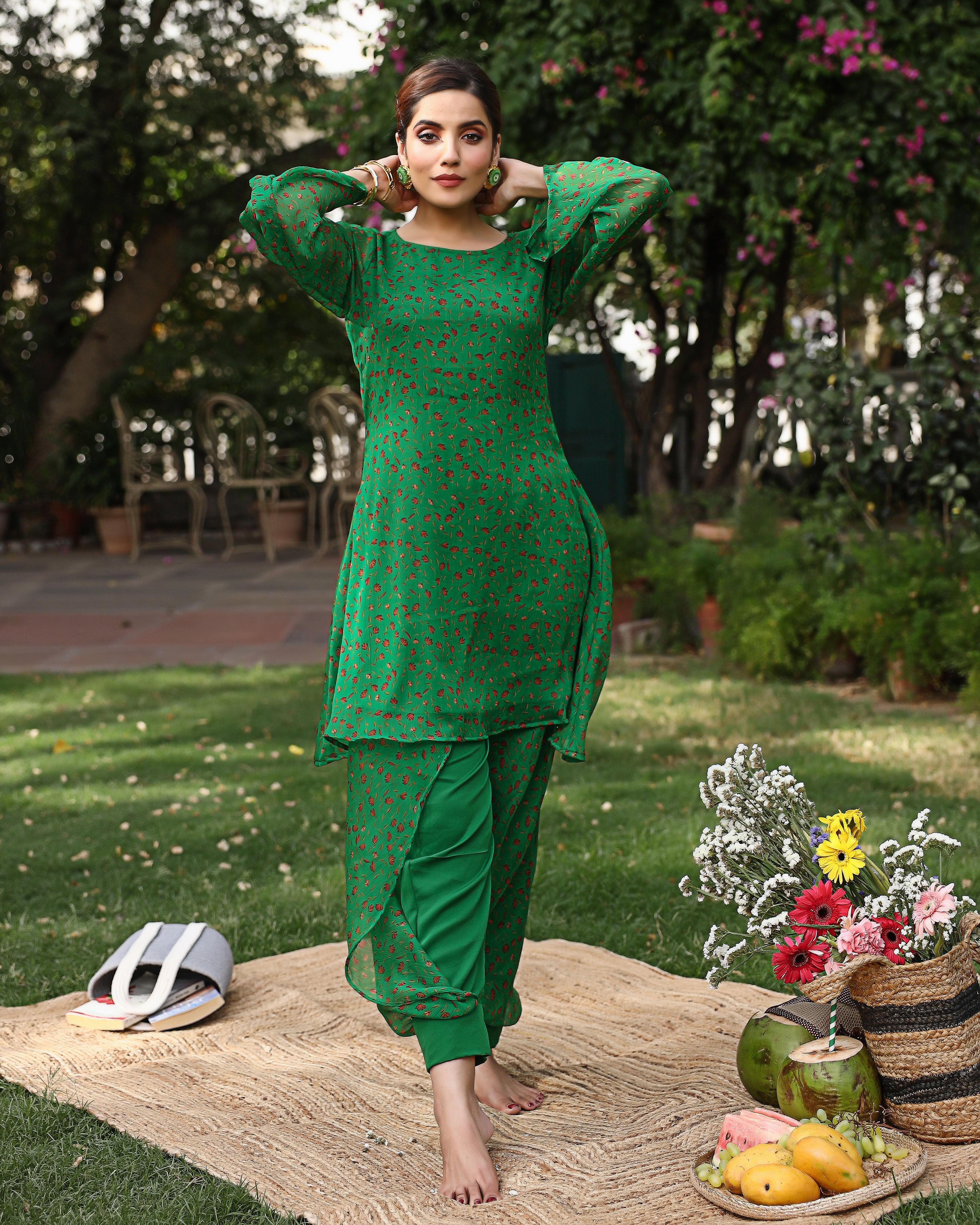 Brilliant Green Kurta Set