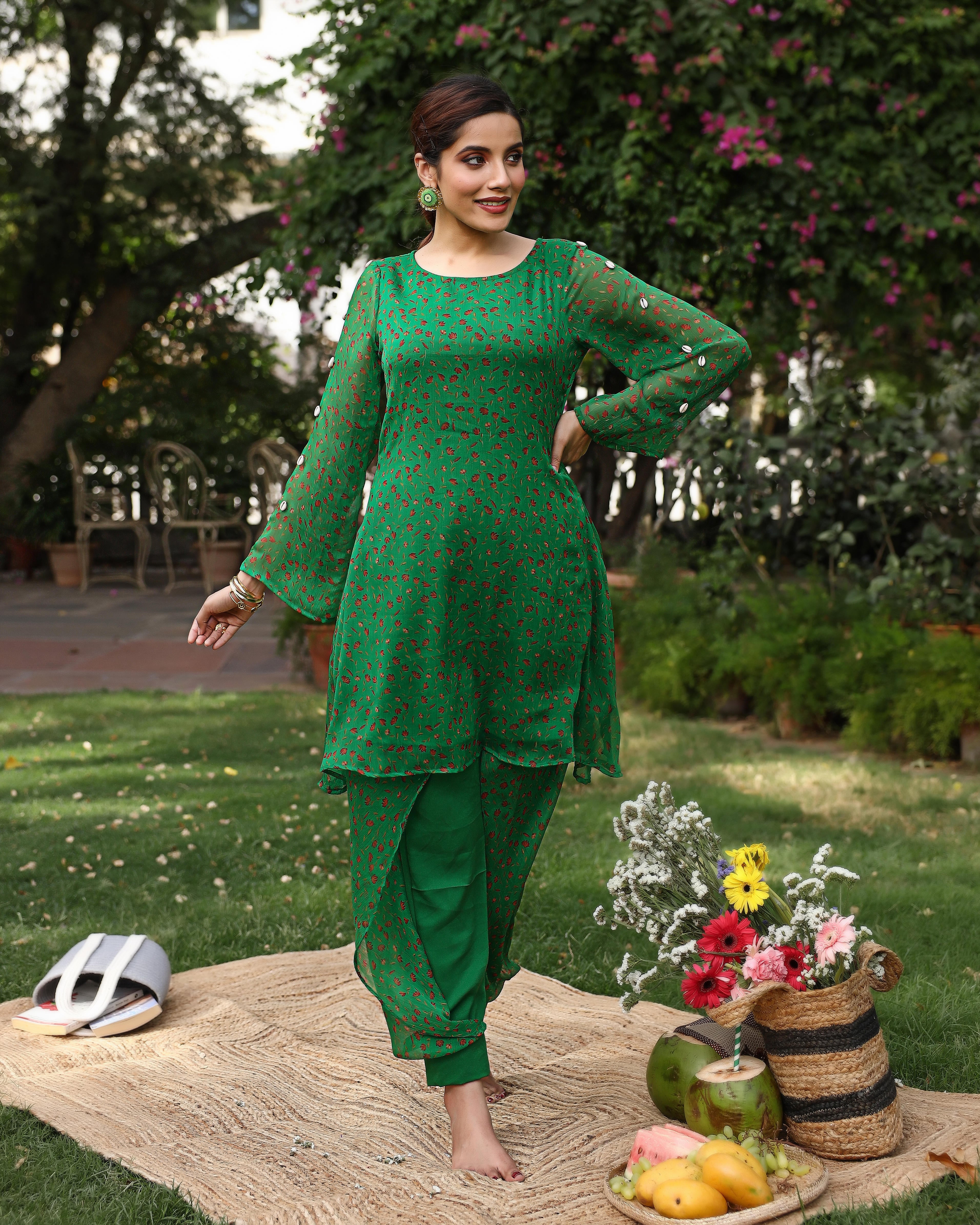 Brilliant Green Kurta Set