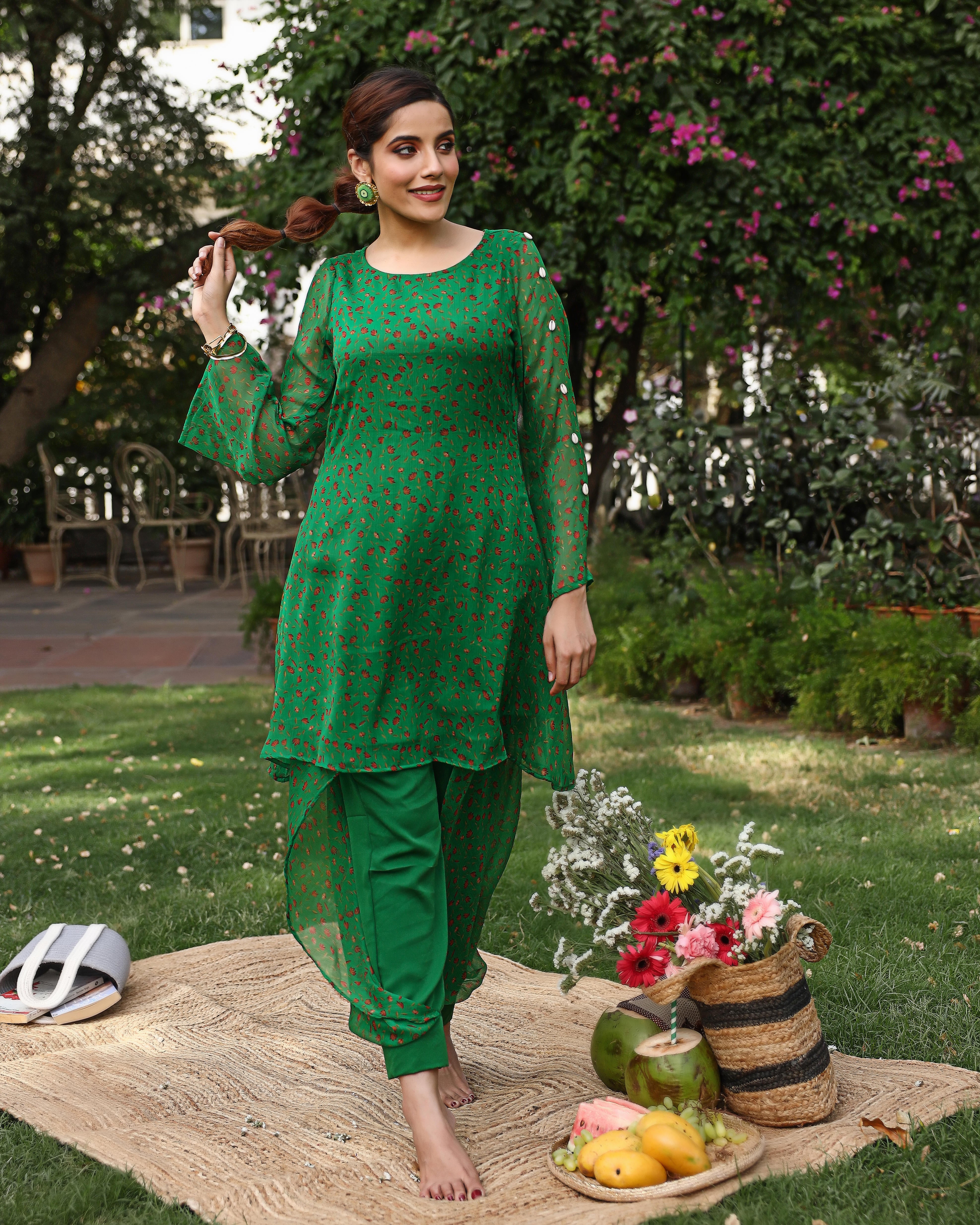 Brilliant Green Kurta Set