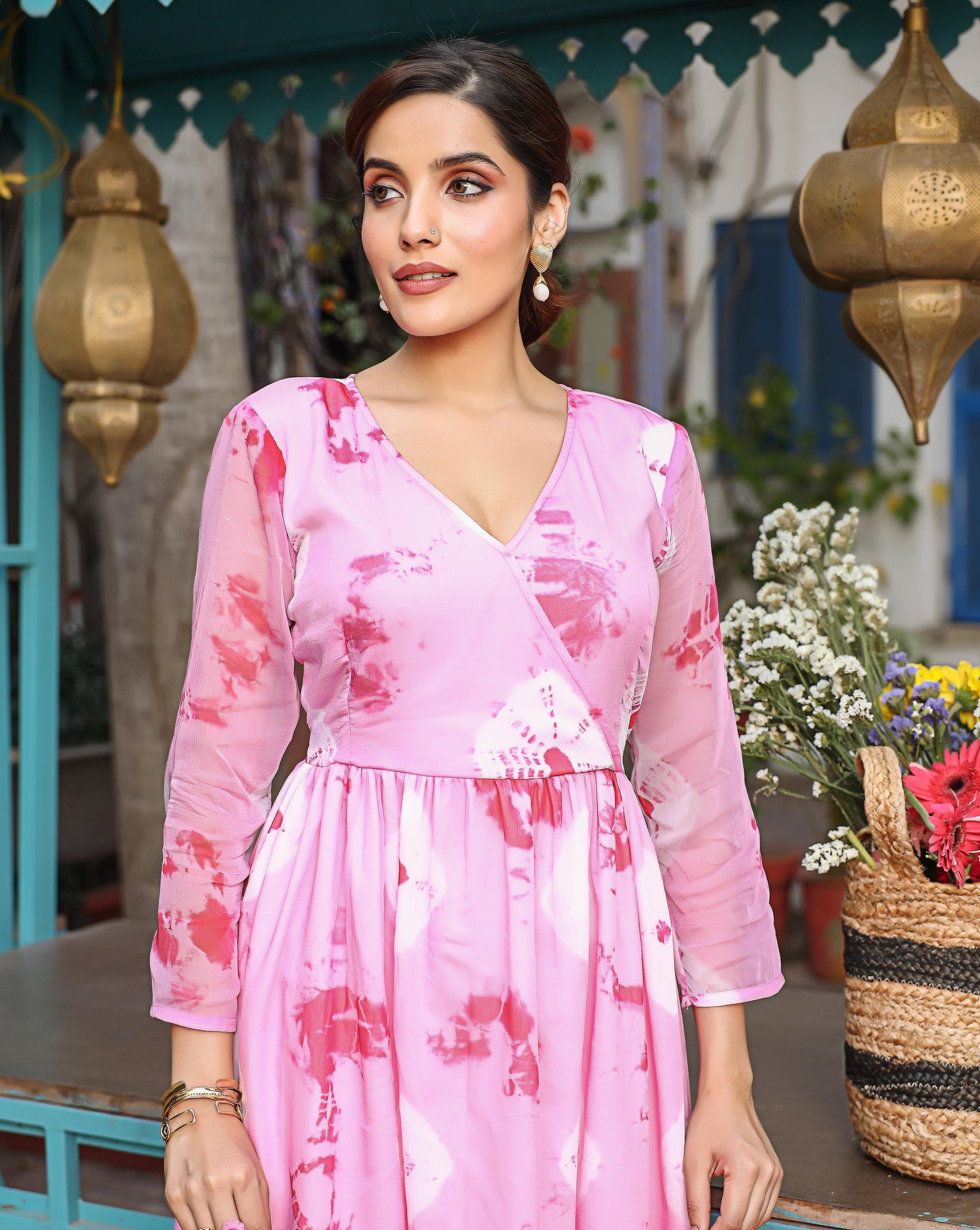 Pink Shade Tie Dye Kurta Set