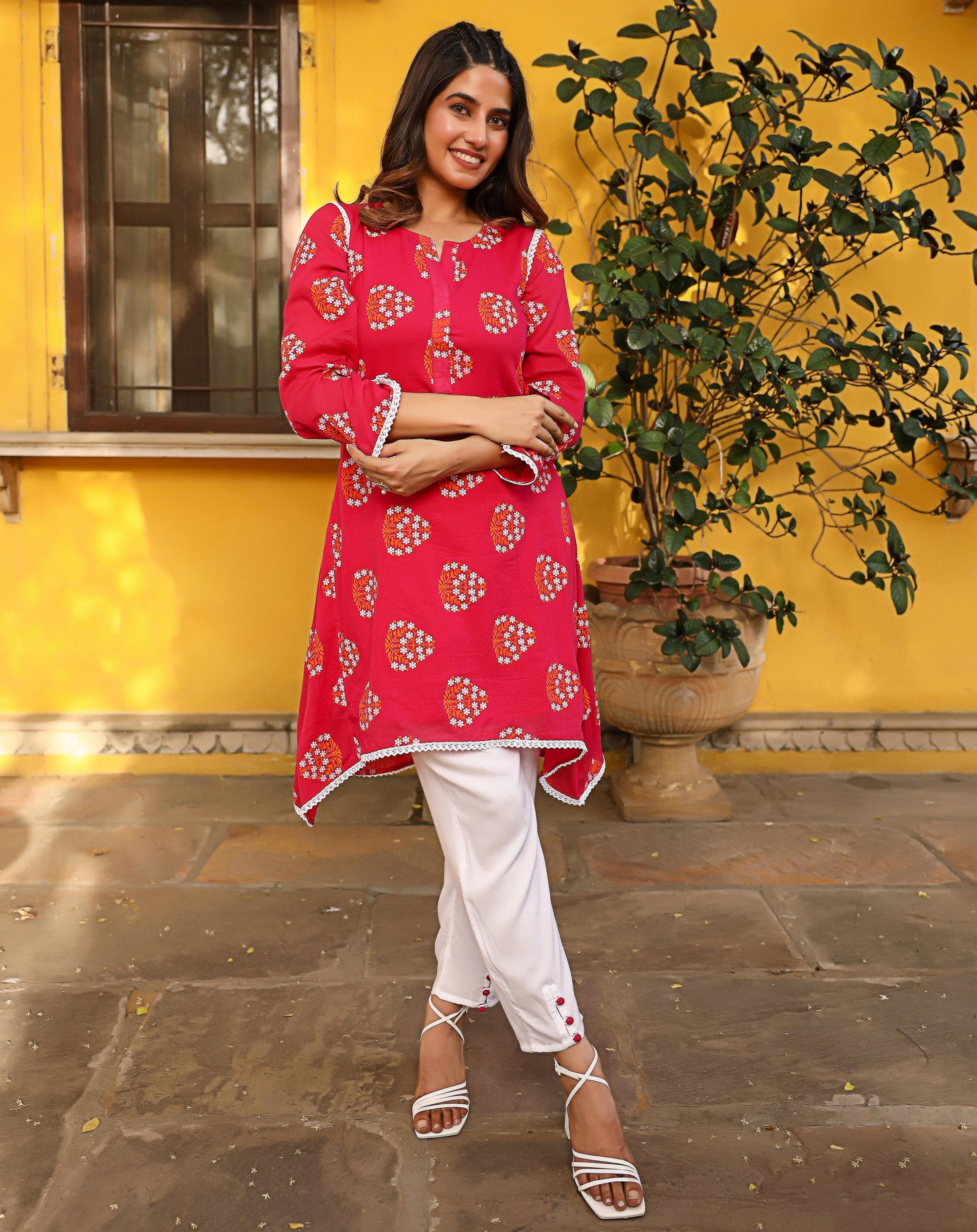 Bloomy Pink Kurta With Bottom