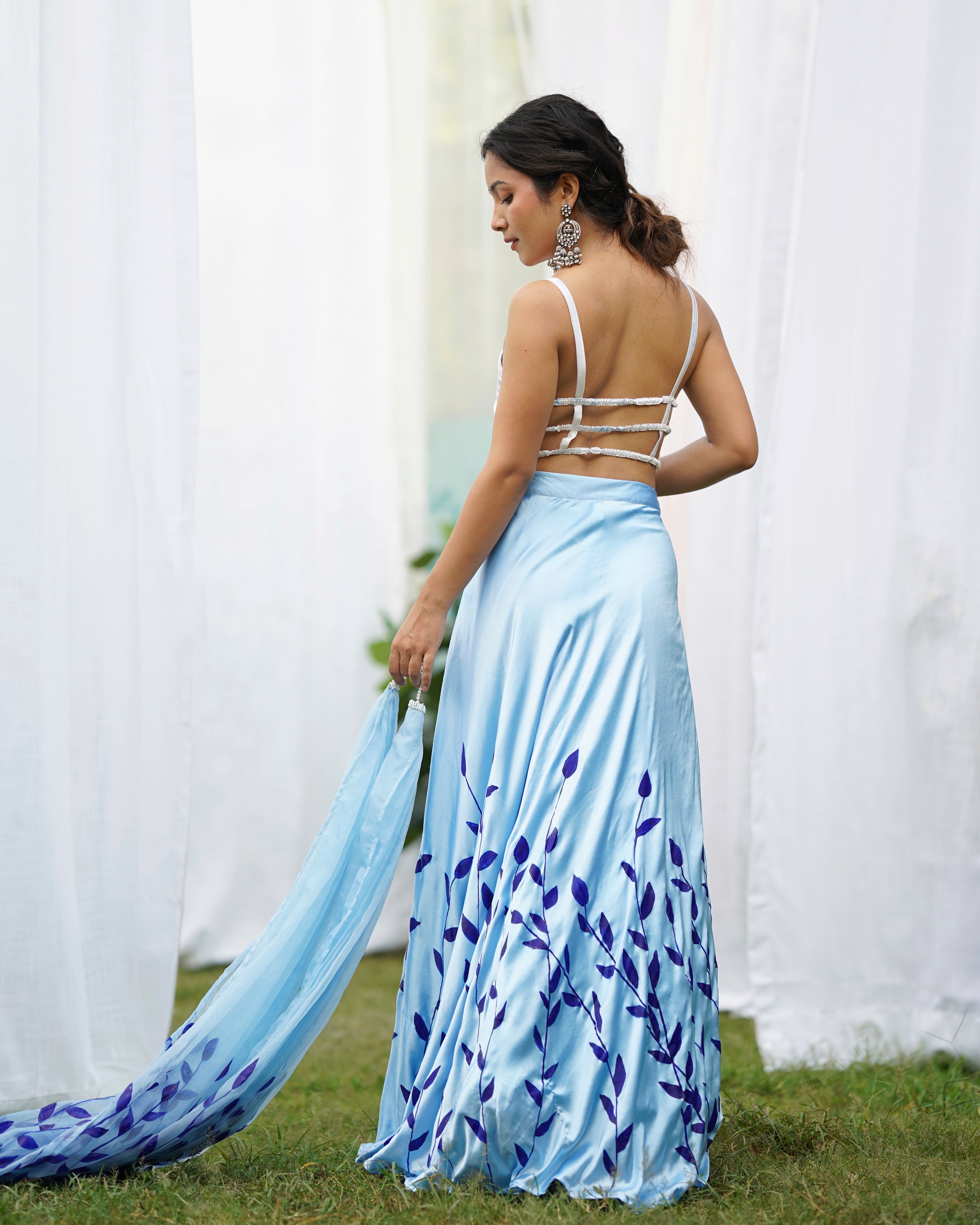 Amaira Handpainted Satin Lehenga Set