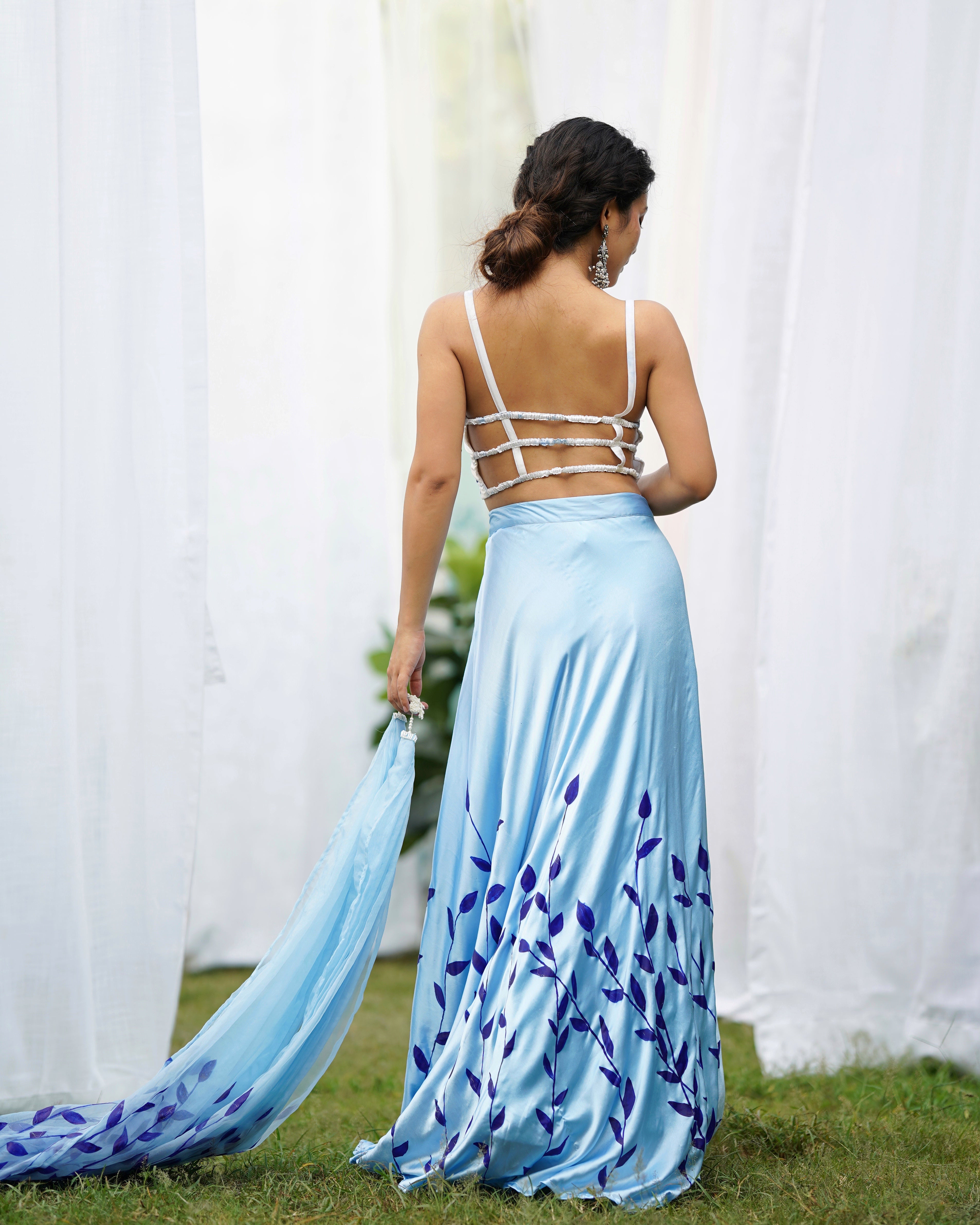 Amaira Handpainted Satin Lehenga Set