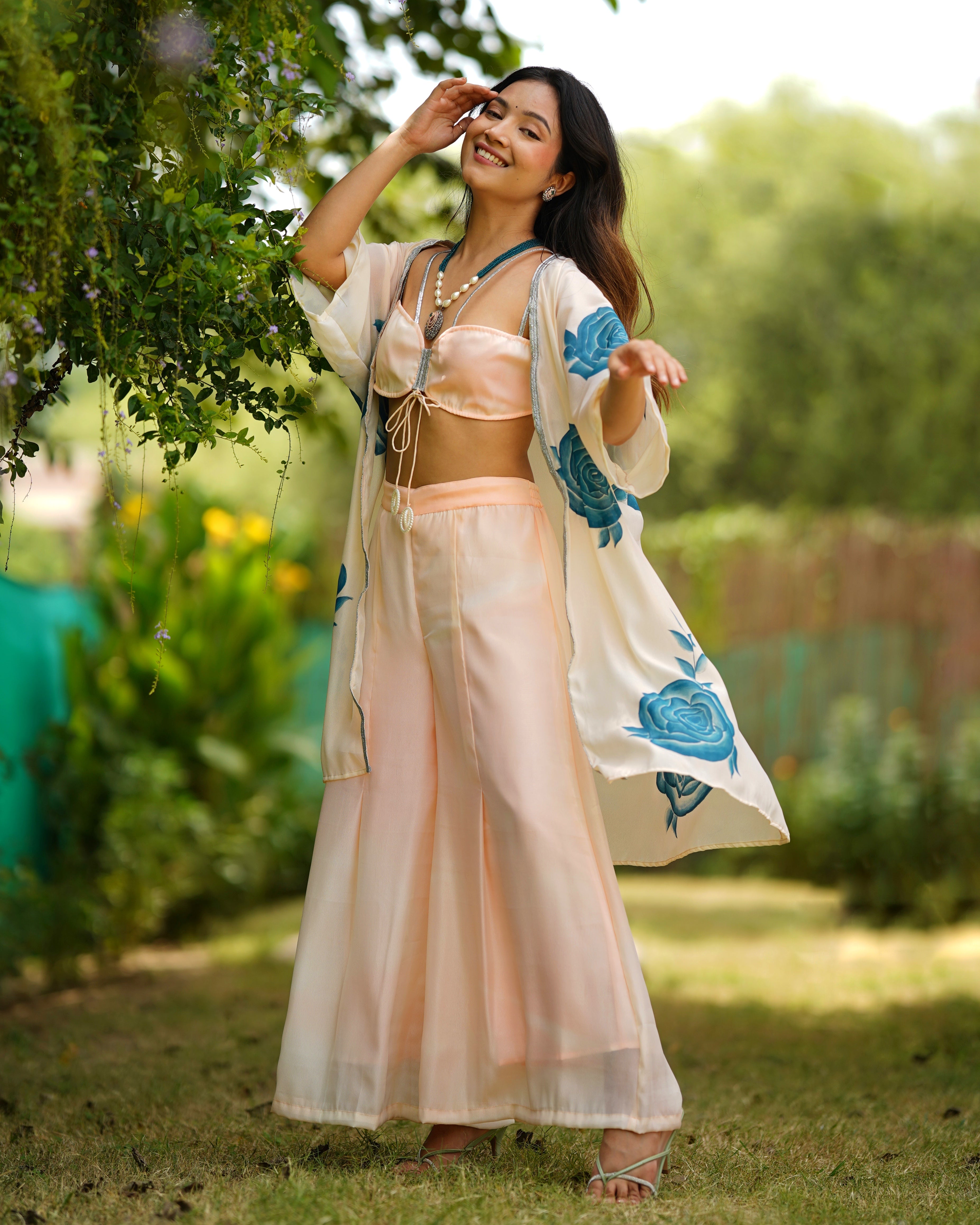 Ivory Floral Sharara Set