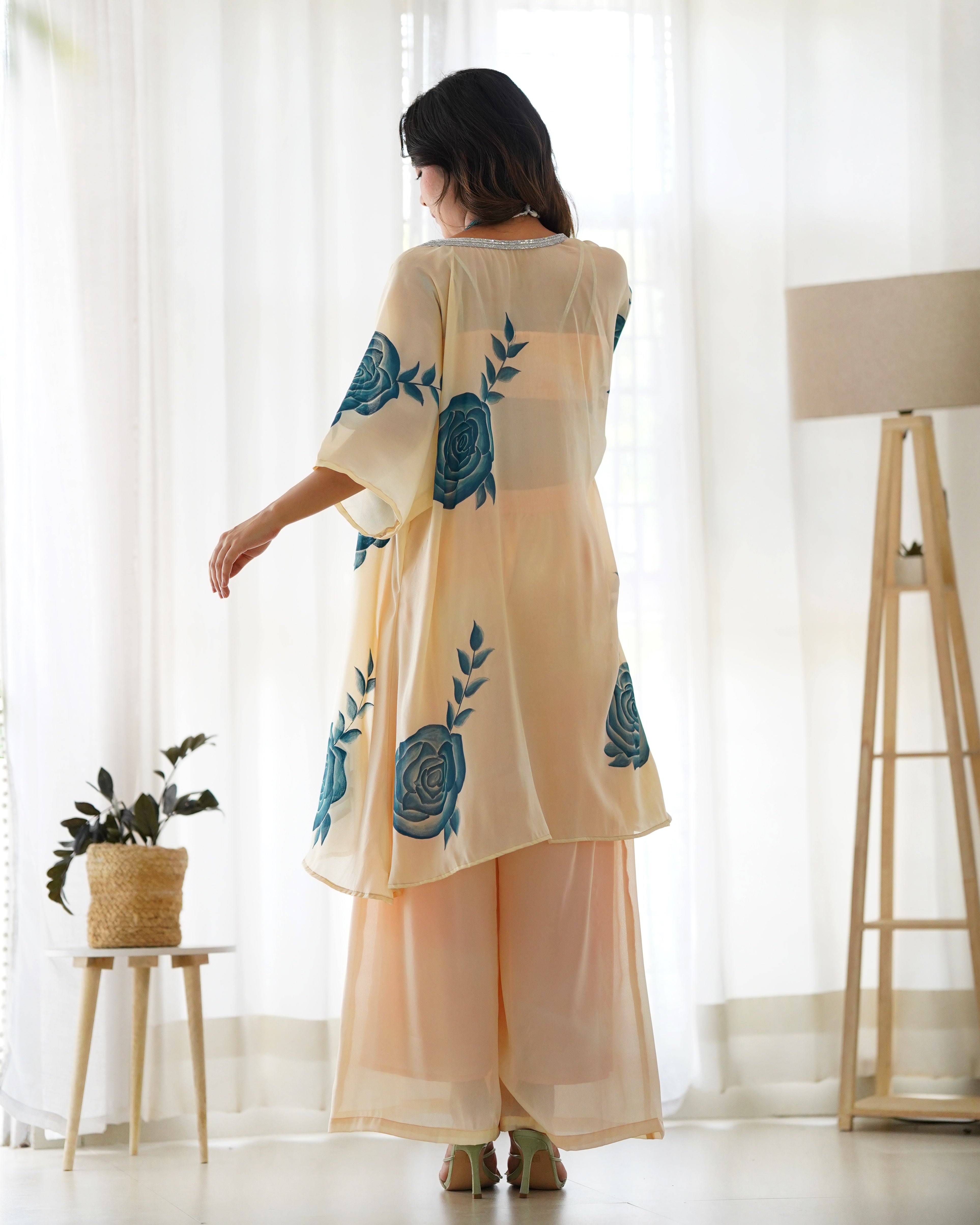 Ivory Floral Sharara Set