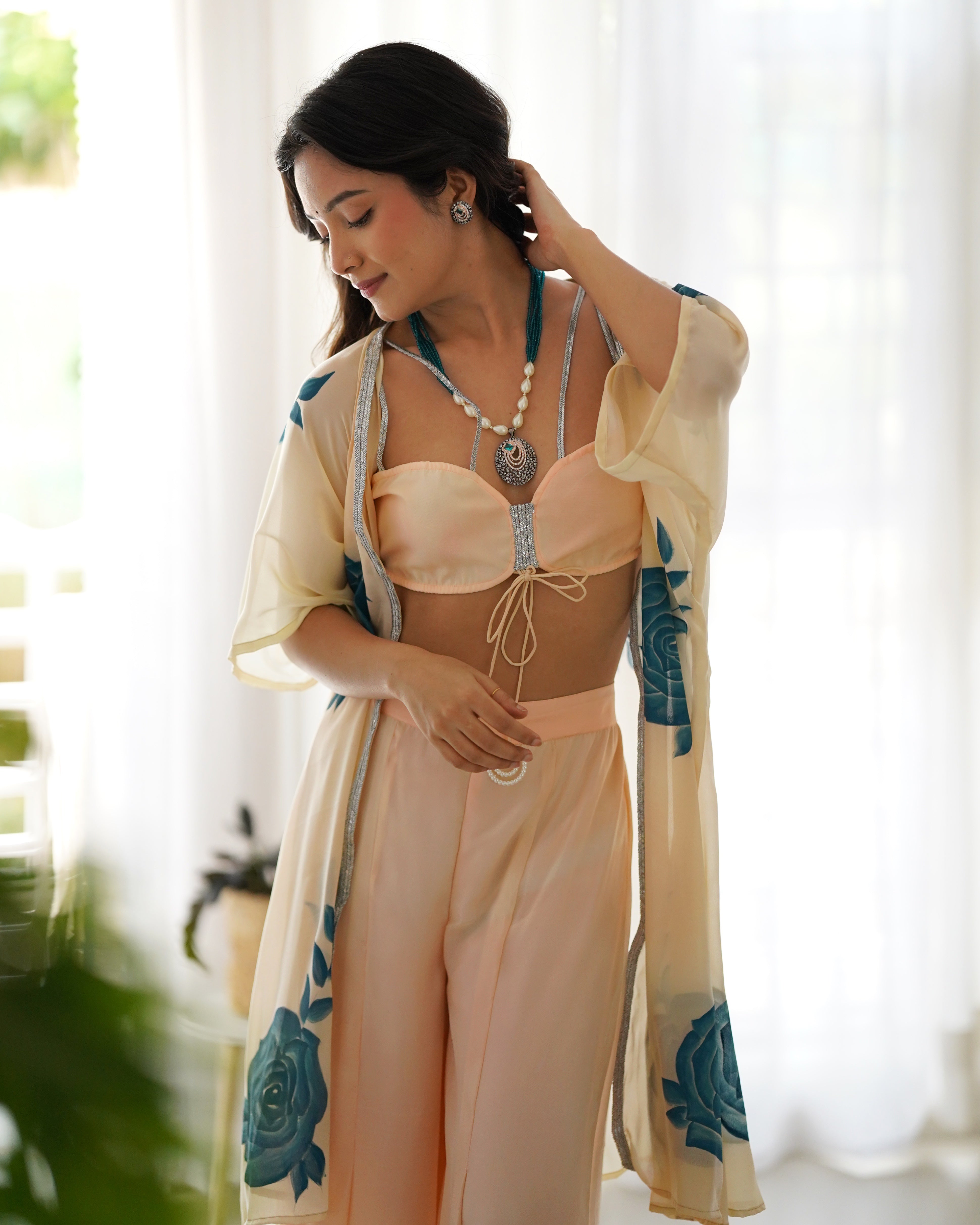 Ivory Floral Sharara Set