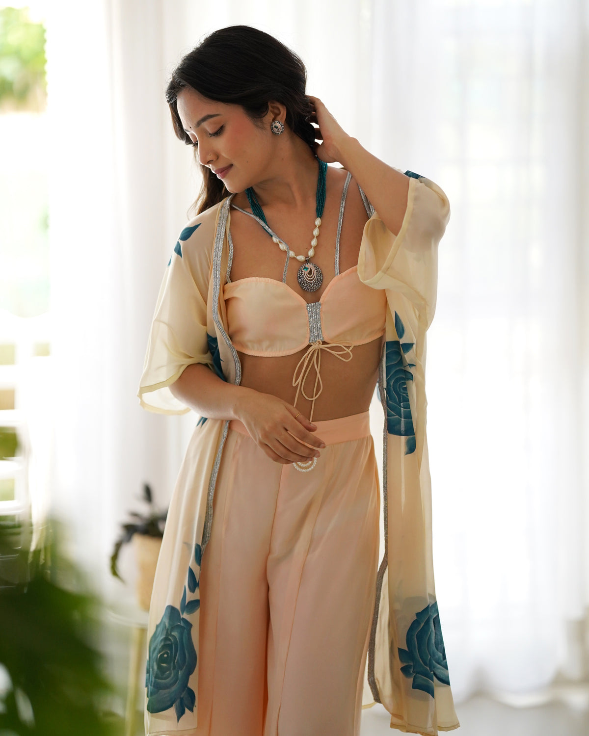 Ivory Floral Sharara Set