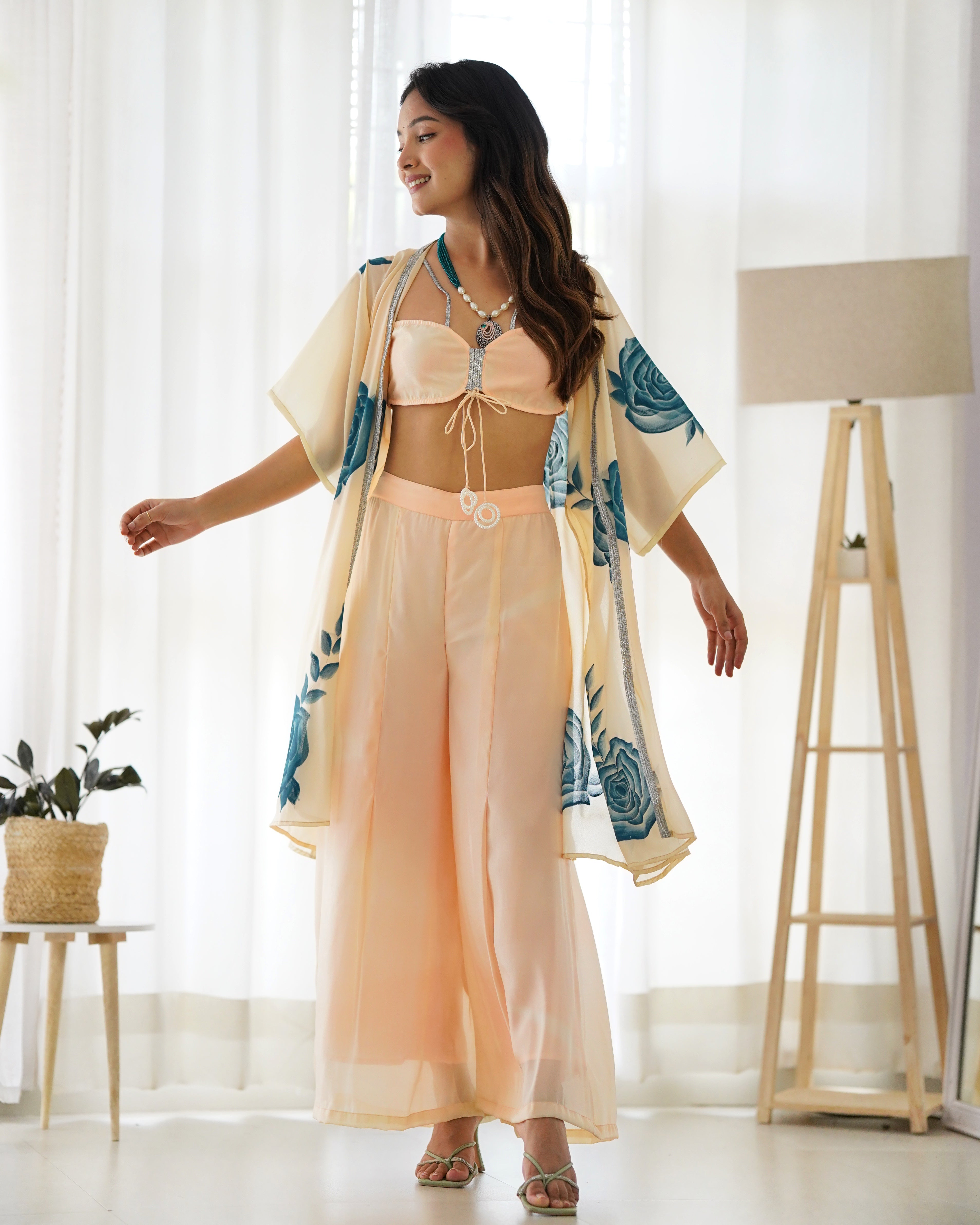 Ivory Floral Sharara Set