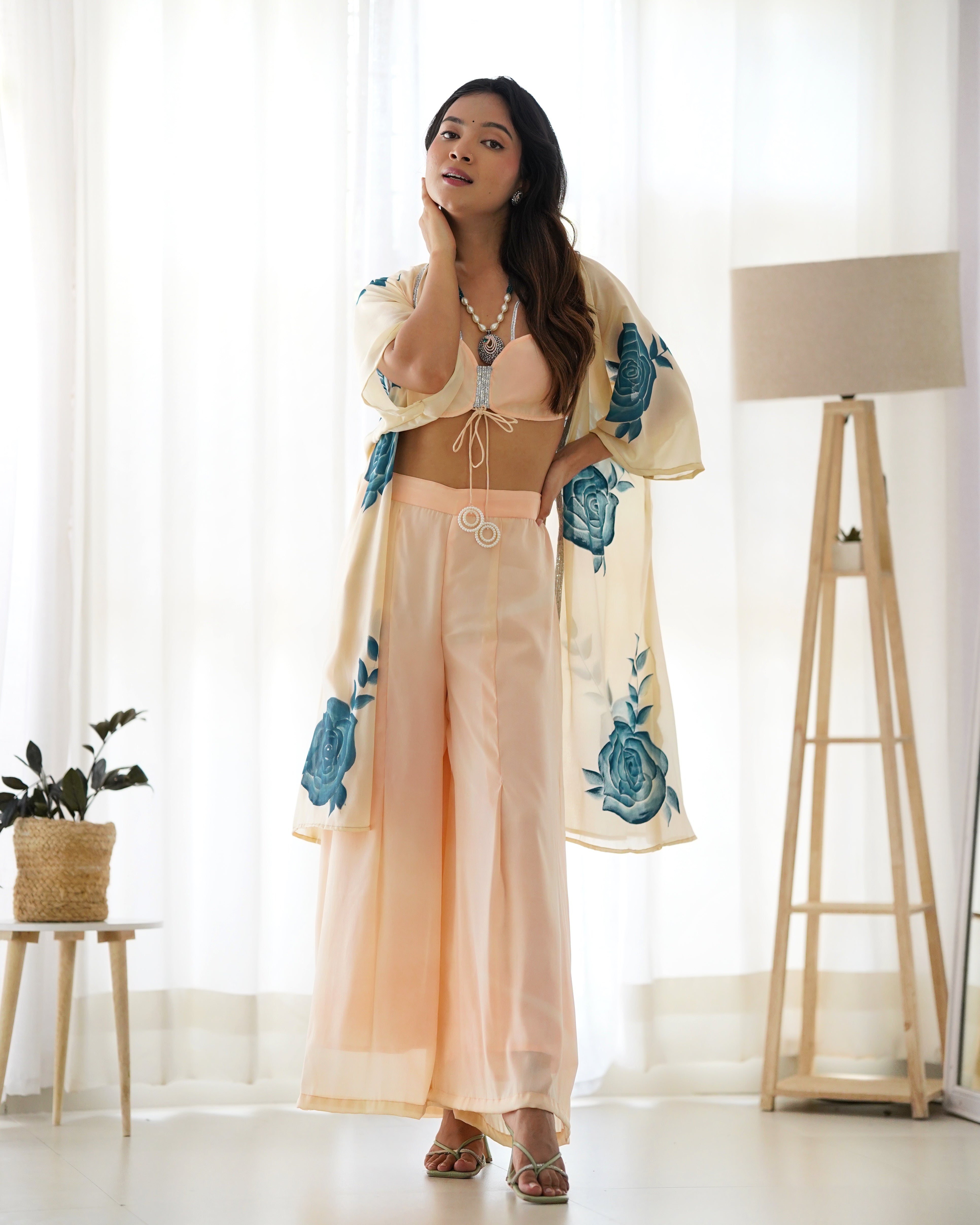 Ivory Floral Sharara Set
