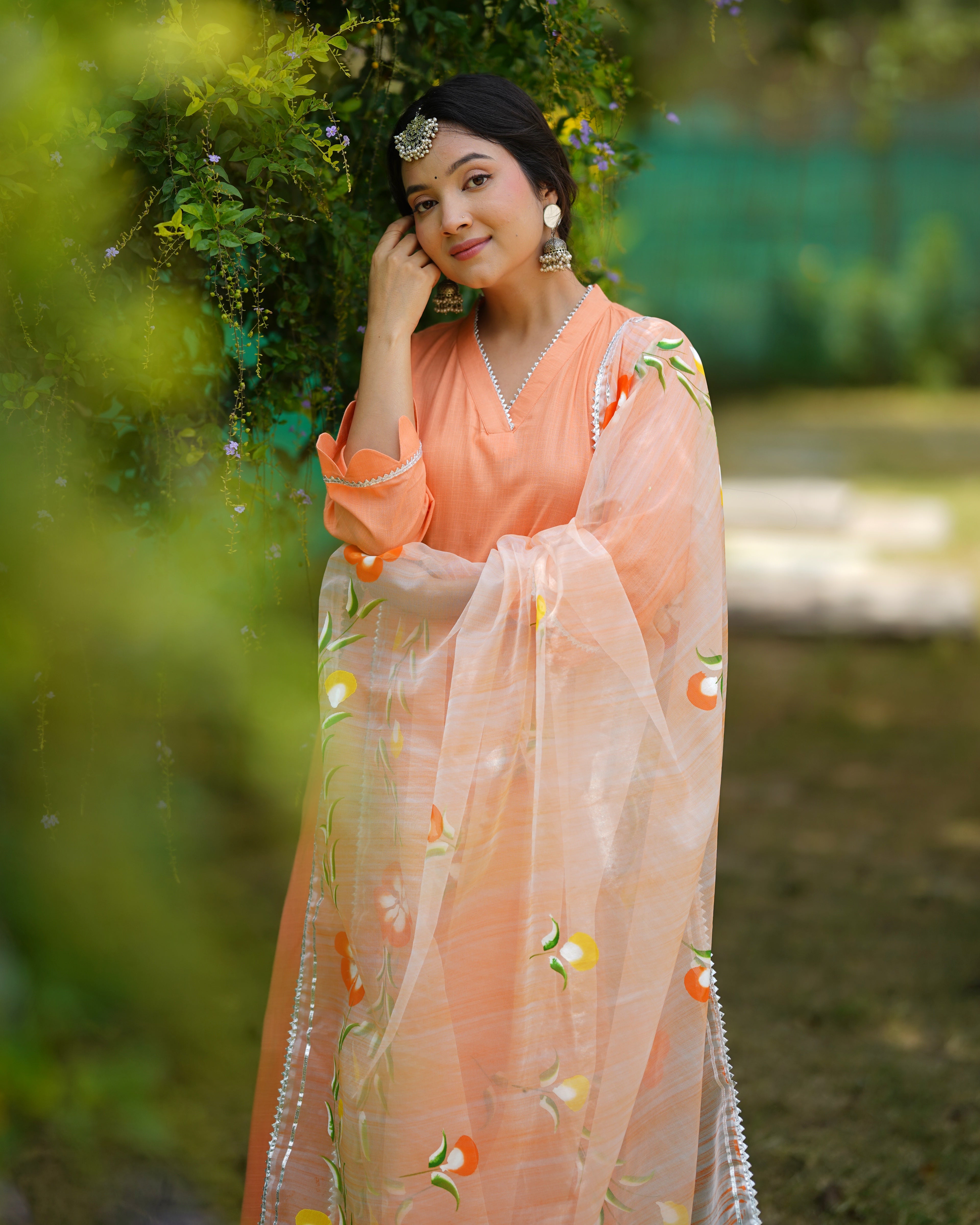 Uma Orange Handpainted Suit Set