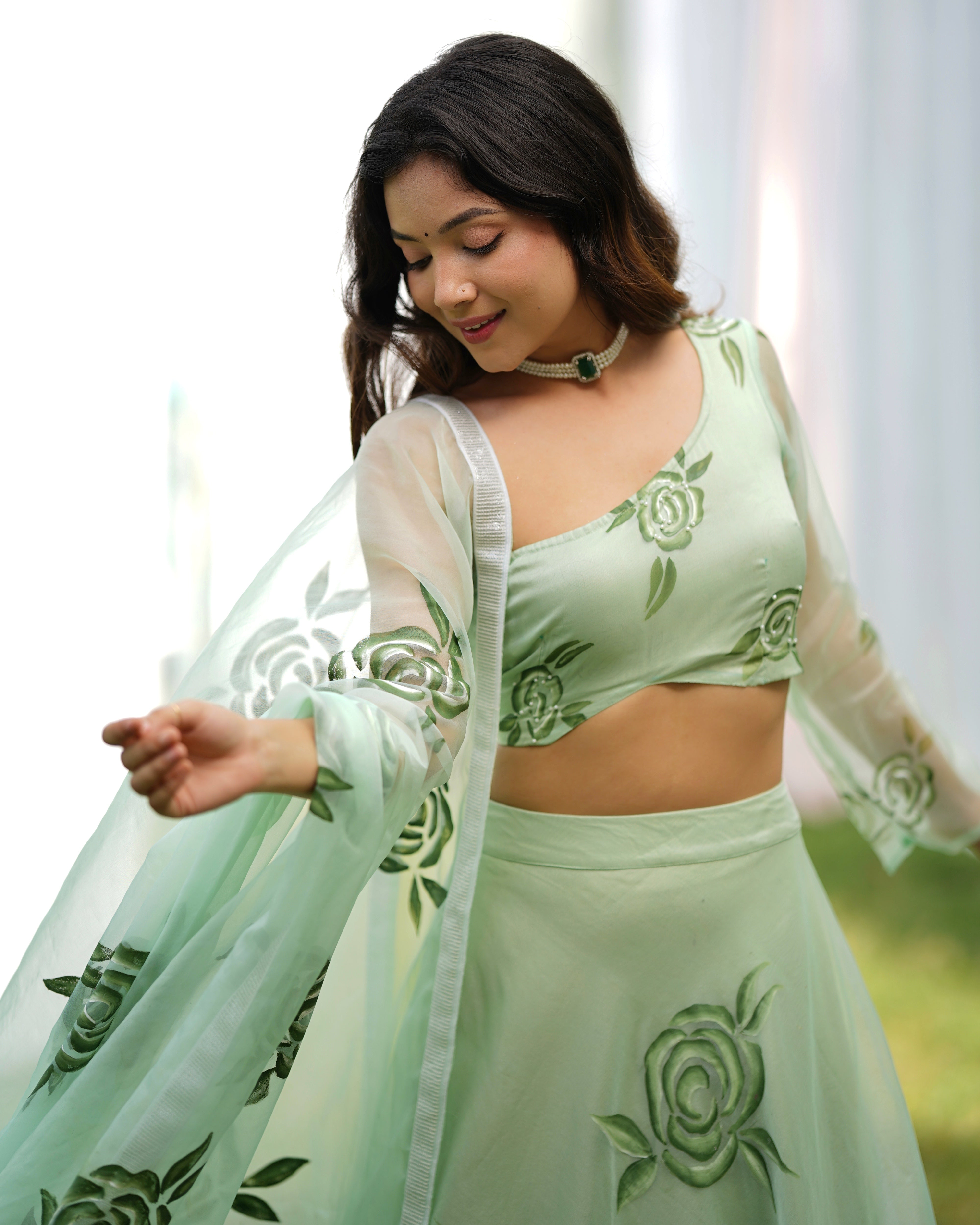 Raina Handpainted Organza Lehenga Set